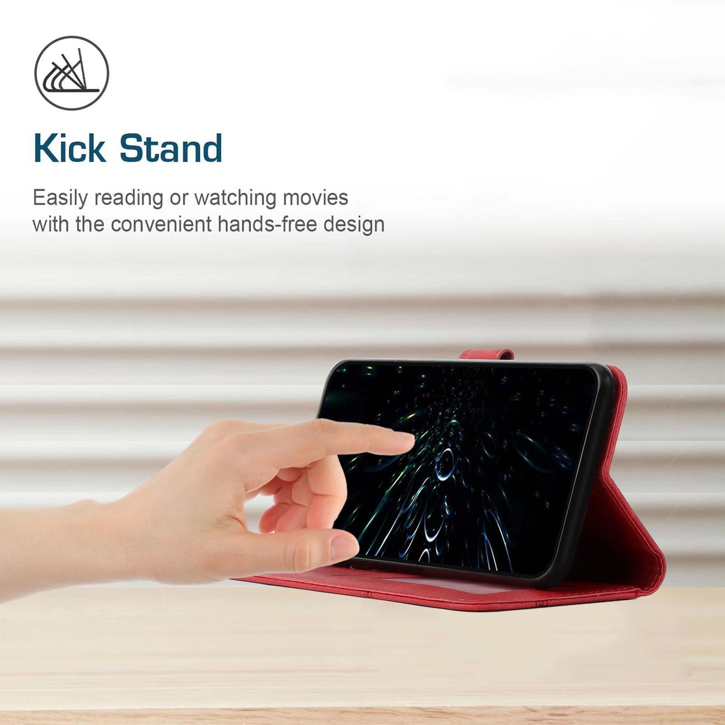 Uniqkart for Realme 11 Pro 5G / 11 Pro+ 5G Smartphone Case PU Leather Magnetic Clasp Wallet Stand Cover - Red