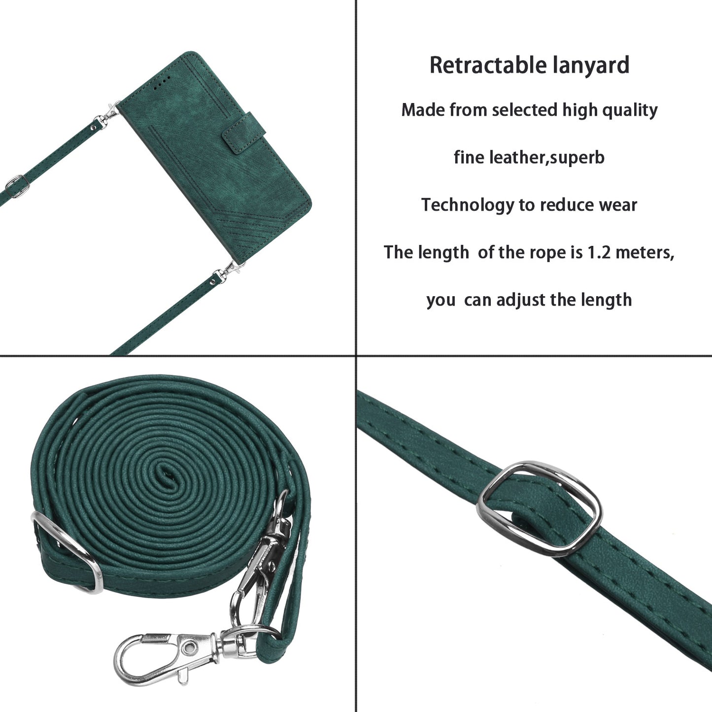 Leather Case for Realme 11 5G Lines Imprinted Foldable Stand Wallet Phone Cover with Shoulder Strap - Green