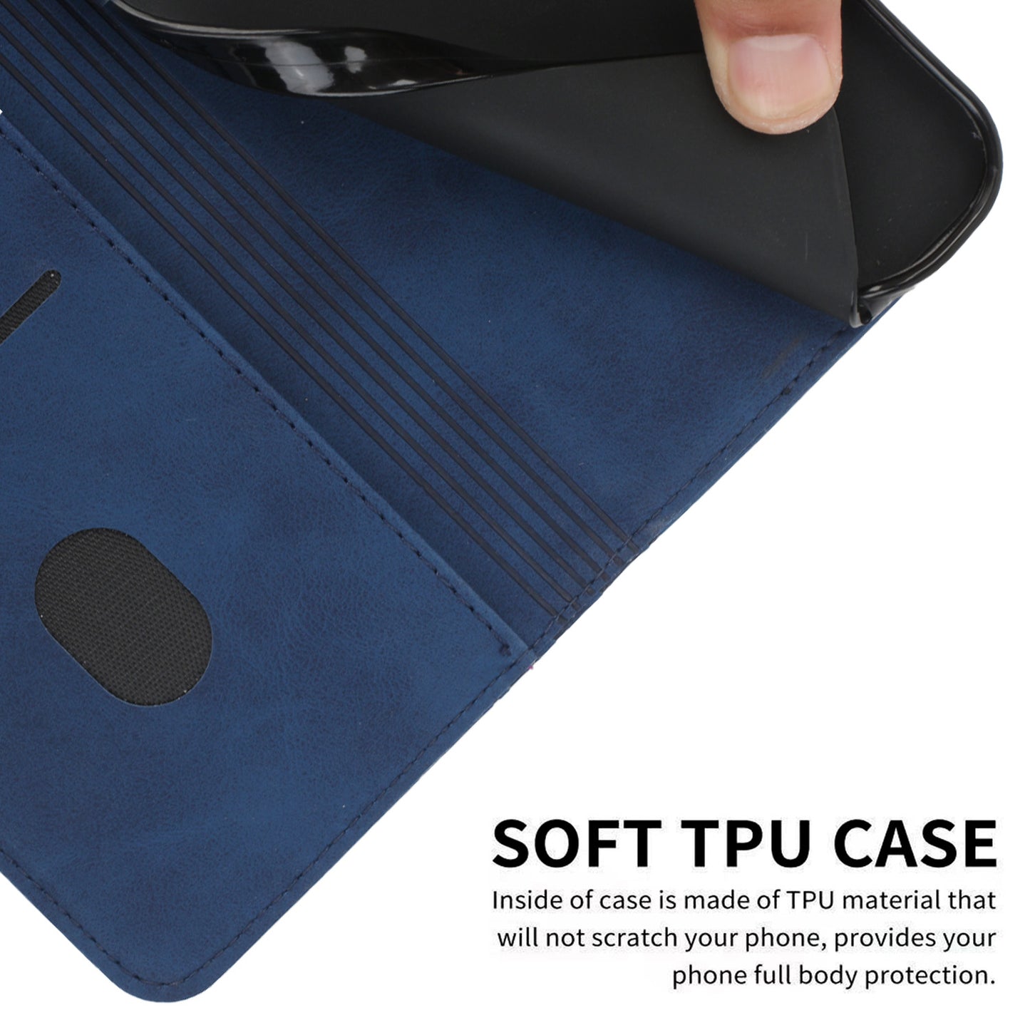Uniqkart for Oppo Reno10 5G Scratch Proof Imprinted Rhombus Leather Case Phone Stand Wallet Cover - Sapphire