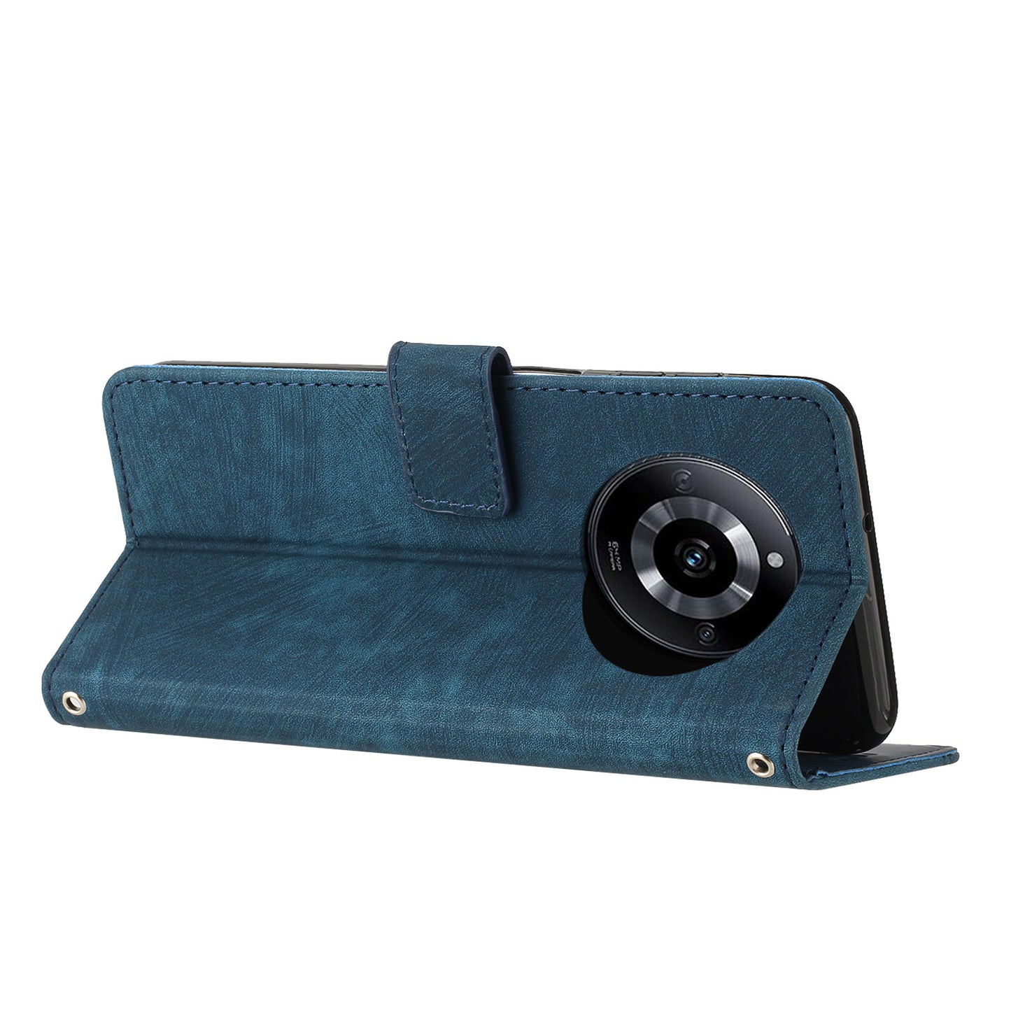 Flip Case for Realme 11 Pro 5G / 11 Pro+ 5G Lines Imprinted Stand Wallet Leather Cover with Strap - Sapphire