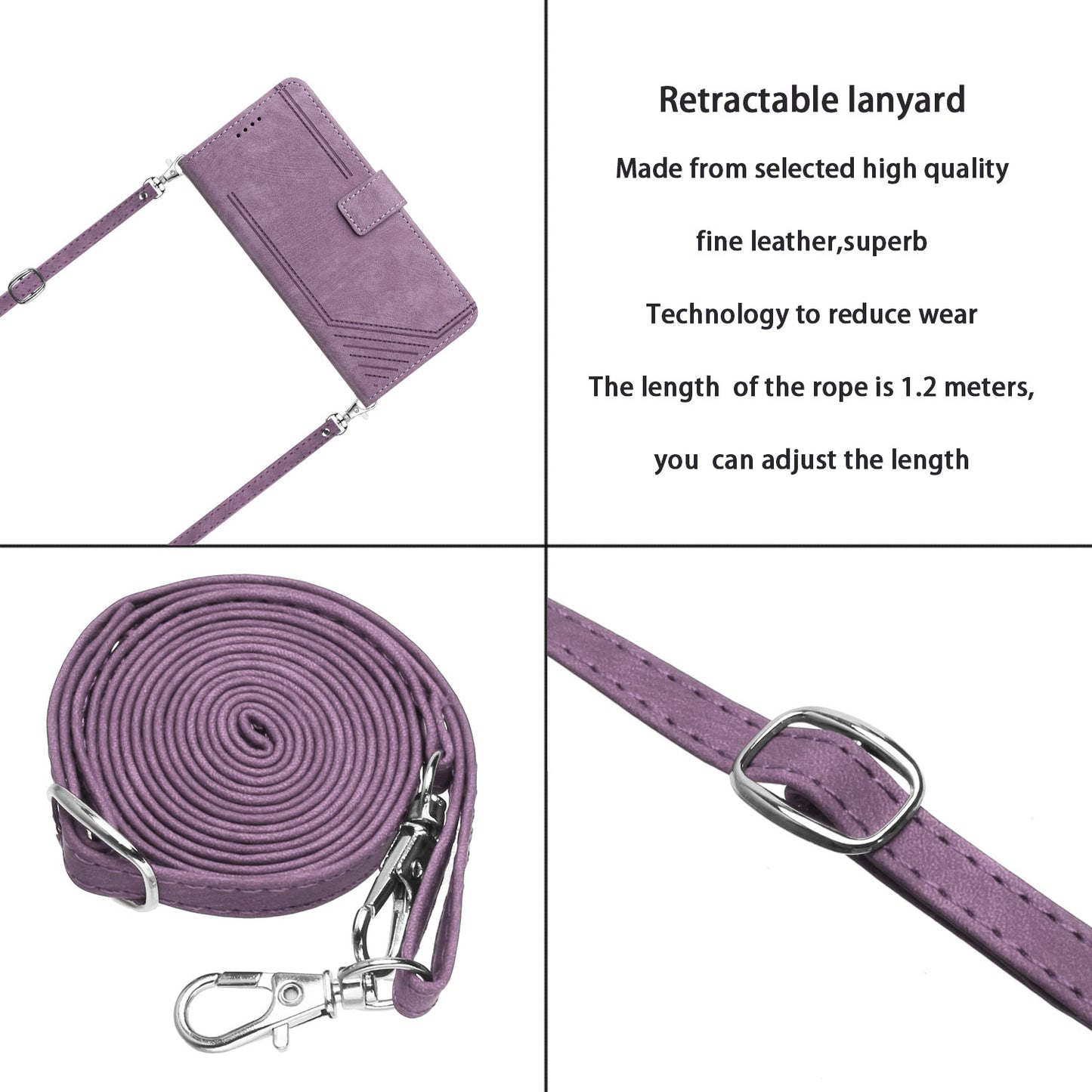 Uniqkart for Tecno Camon 20 Pro 5G Lines Imprinted Stand Wallet Anti-drop Leather Phone Cover with Shoulder Strap - Purple
