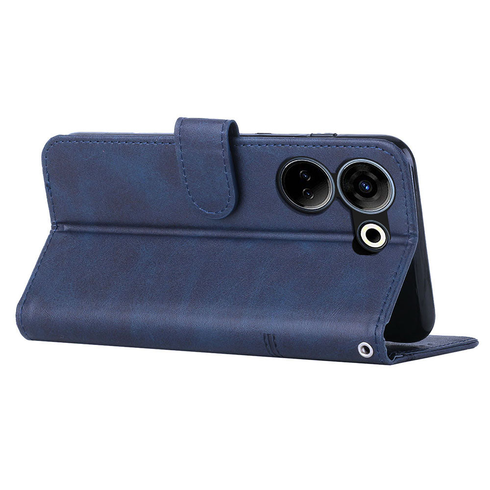 Uniqkart for Tecno Camon 20 4G / 20 Pro 4G PU Leather Wallet Case Stand Cell Phone Anti-fall Cover - Sapphire