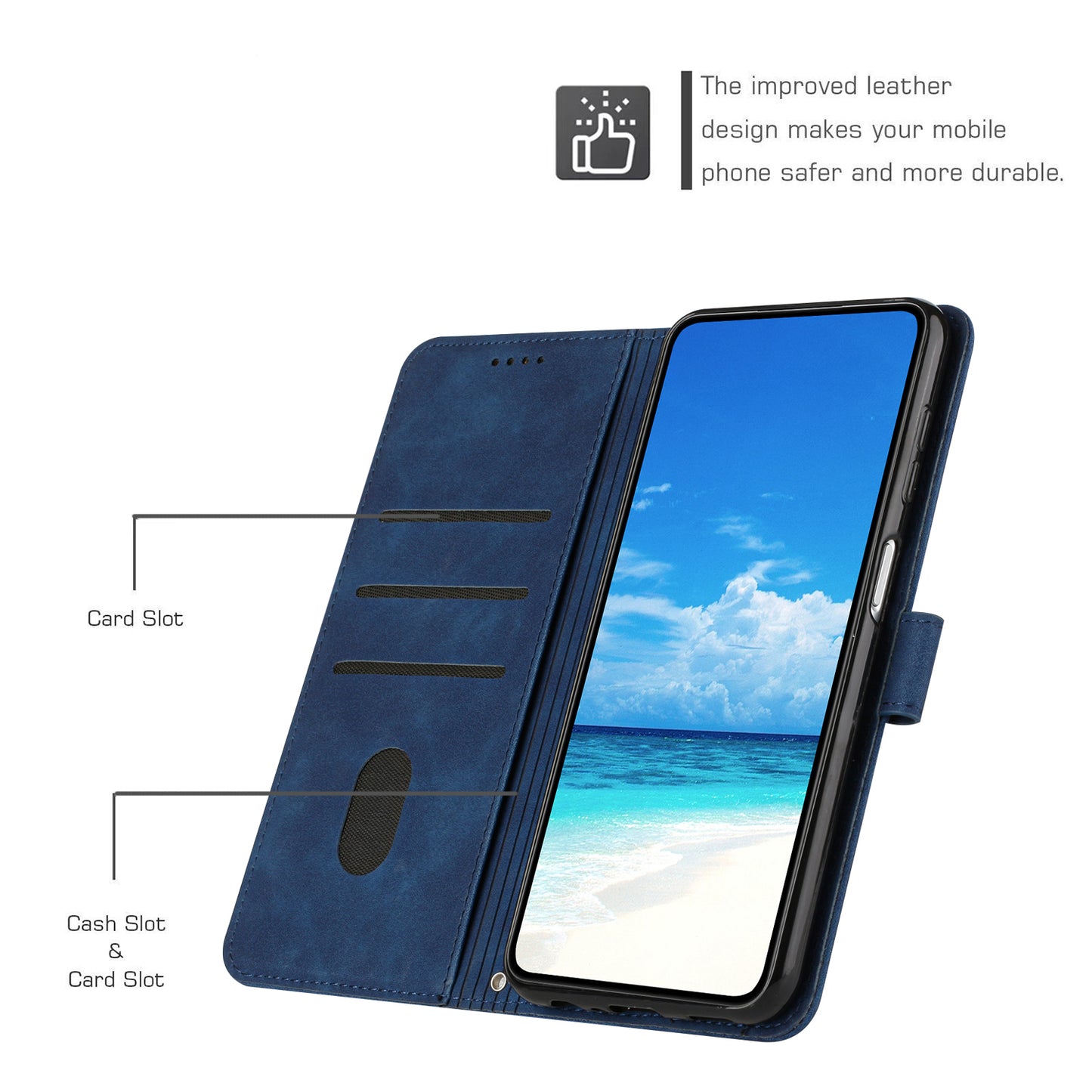 Uniqkart for Tecno Camon 20 4G / 20 Pro 4G Leather Phone Case Stand Skin-touch Imprinted Heart Wallet Cover - Sapphire