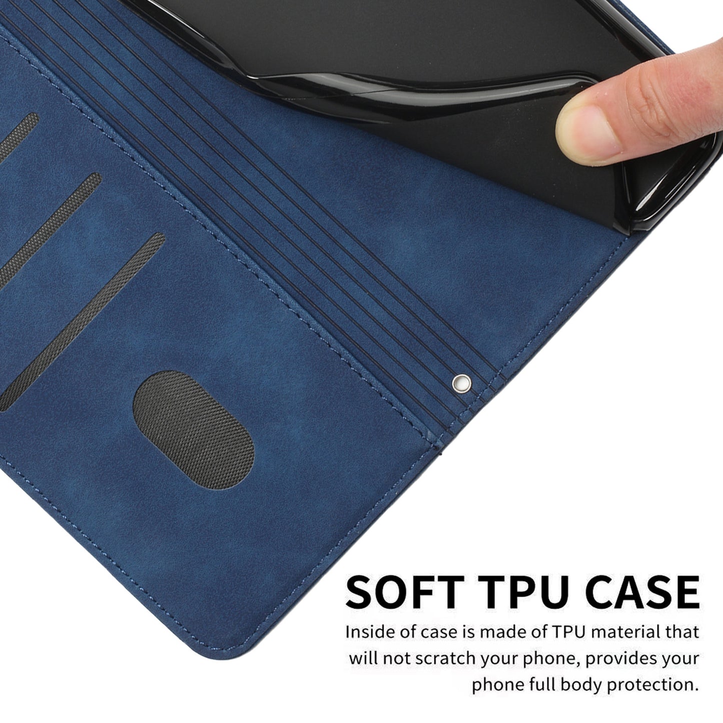 Uniqkart for Tecno Camon 20 4G / 20 Pro 4G Leather Phone Case Stand Skin-touch Imprinted Heart Wallet Cover - Sapphire