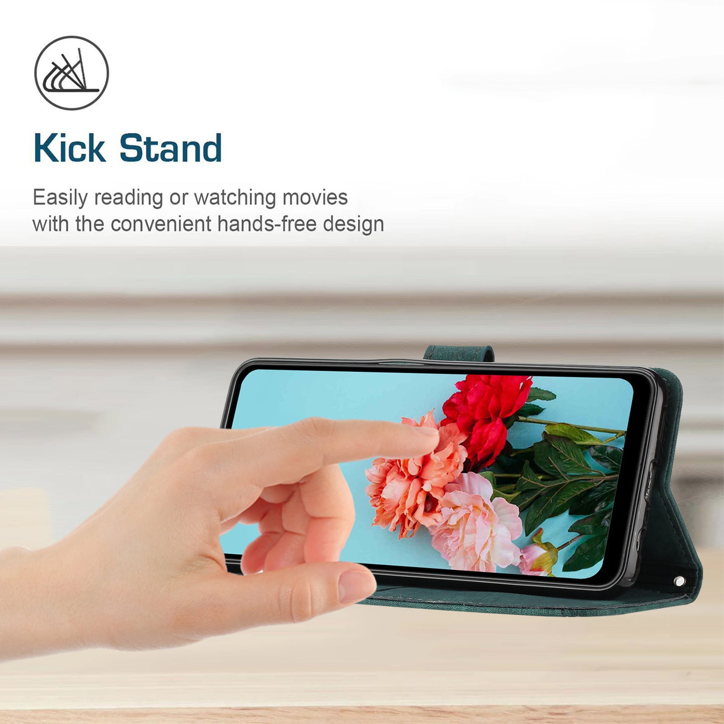 Stand Wallet for Tecno Camon 20 Premier 5G Skin-touch Imprinted Lines Case Phone Leather Cover - Green