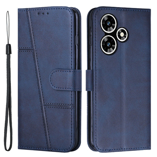 Uniqkart for Infinix Hot 30 Smartphone Case Anti-scratch PU Leather Magnetic Clasp Wallet Stand Cover - Sapphire