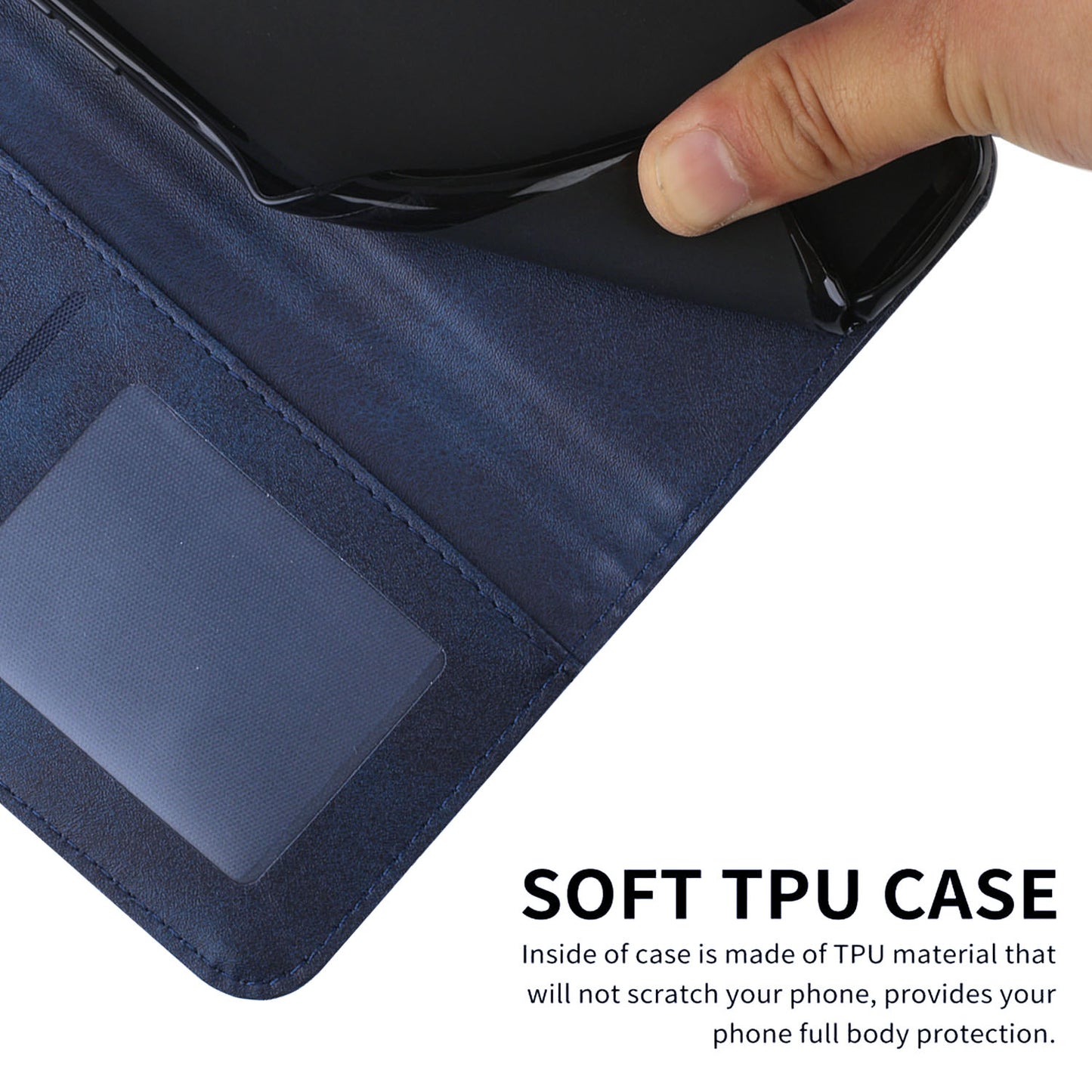 Uniqkart for Infinix Hot 30 Smartphone Case Anti-scratch PU Leather Magnetic Clasp Wallet Stand Cover - Sapphire