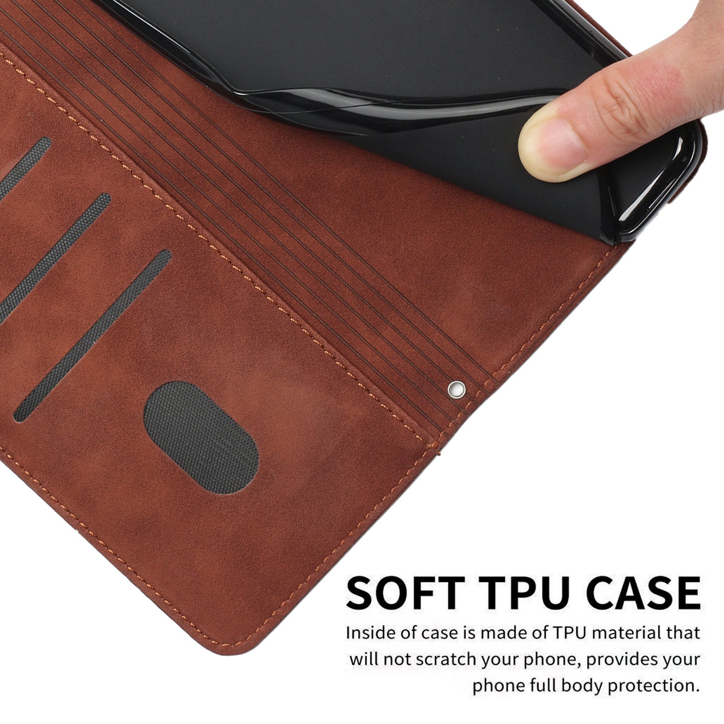 Uniqkart for Infinix Hot 30 Bump Proof Leather Phone Case Stand Skin-touch Imprinted Heart Wallet Cover - Brown