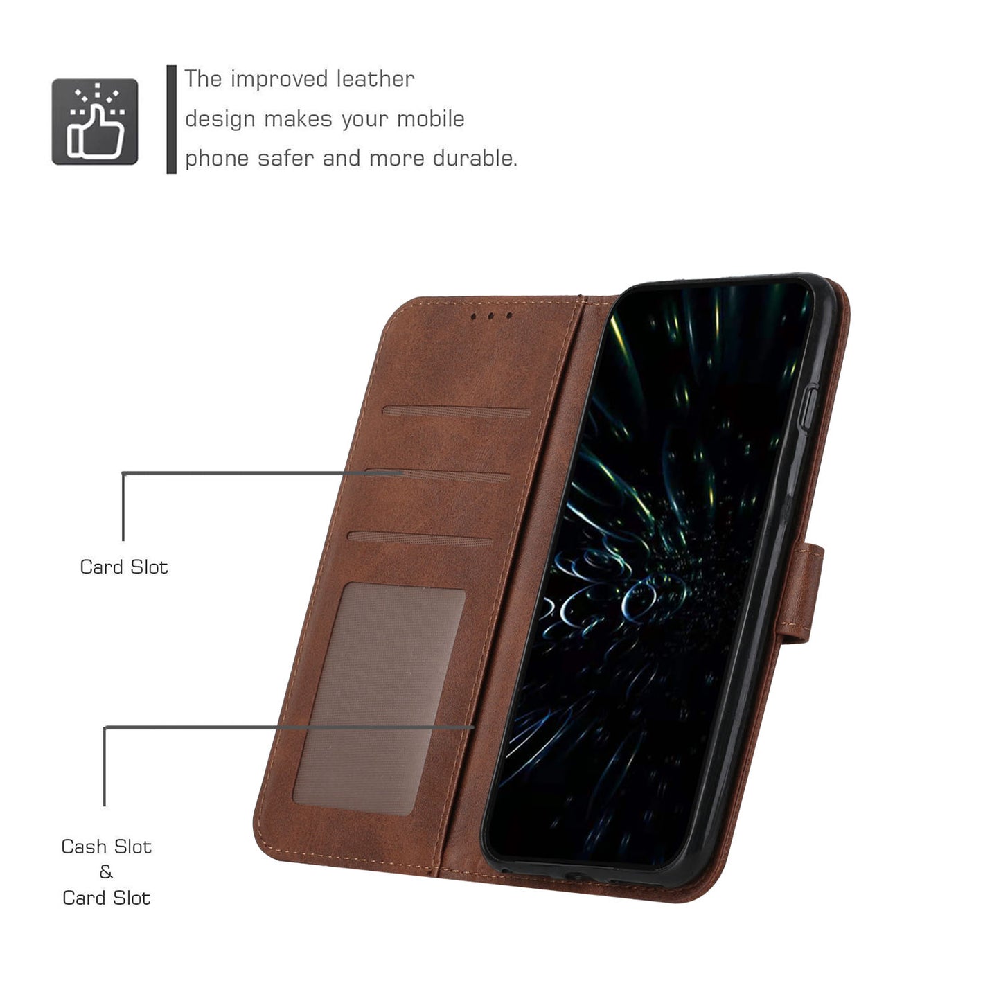 Uniqkart for Infinix Hot 30 Play NFC 4G Smartphone Case PU Leather Magnetic Clasp Wallet Foldable Stand Cover - Brown