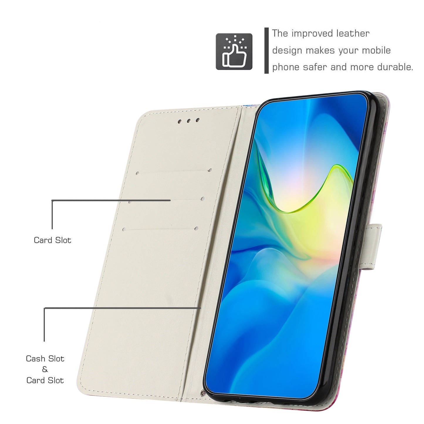 Marble Pattern Cover for Xiaomi Redmi Note 12 Turbo / Poco F5 5G , PU Leather Stand Wallet Phone Case with Wrist Strap - Pink / Green