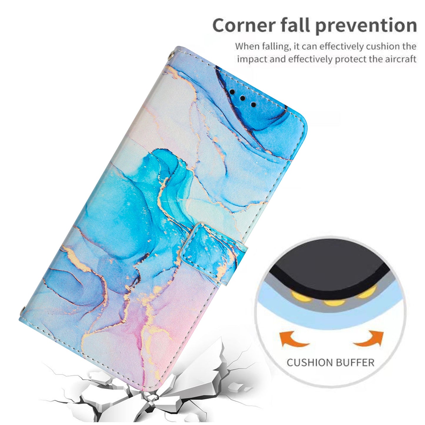 Marble Pattern Cover for Xiaomi Redmi Note 12 Turbo / Poco F5 5G , PU Leather Stand Wallet Phone Case with Wrist Strap - Pink / Green