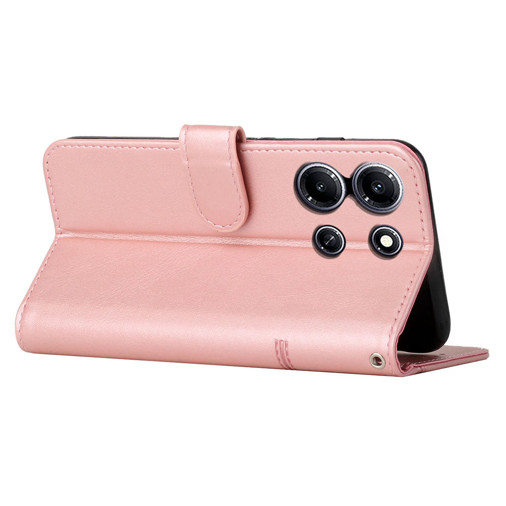 Uniqkart for Infinix Note 30i 4G Full Protection PU Leather Wallet Case Stand Cell Phone Cover - Rose Gold