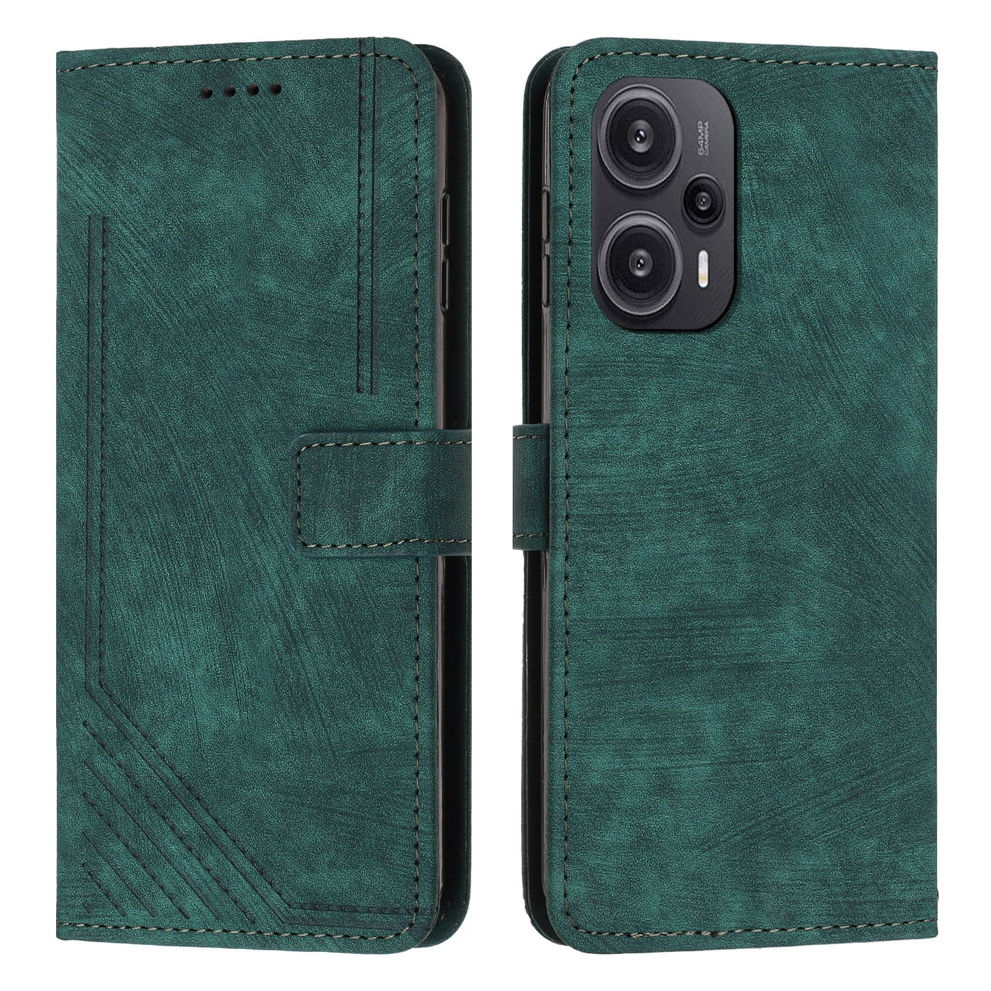 Uniqkart for Xiaomi Redmi Note 12 Turbo / Poco F5 5G Wallet PU Leather Phone Cover Stand Case with Shoulder Strap - Green