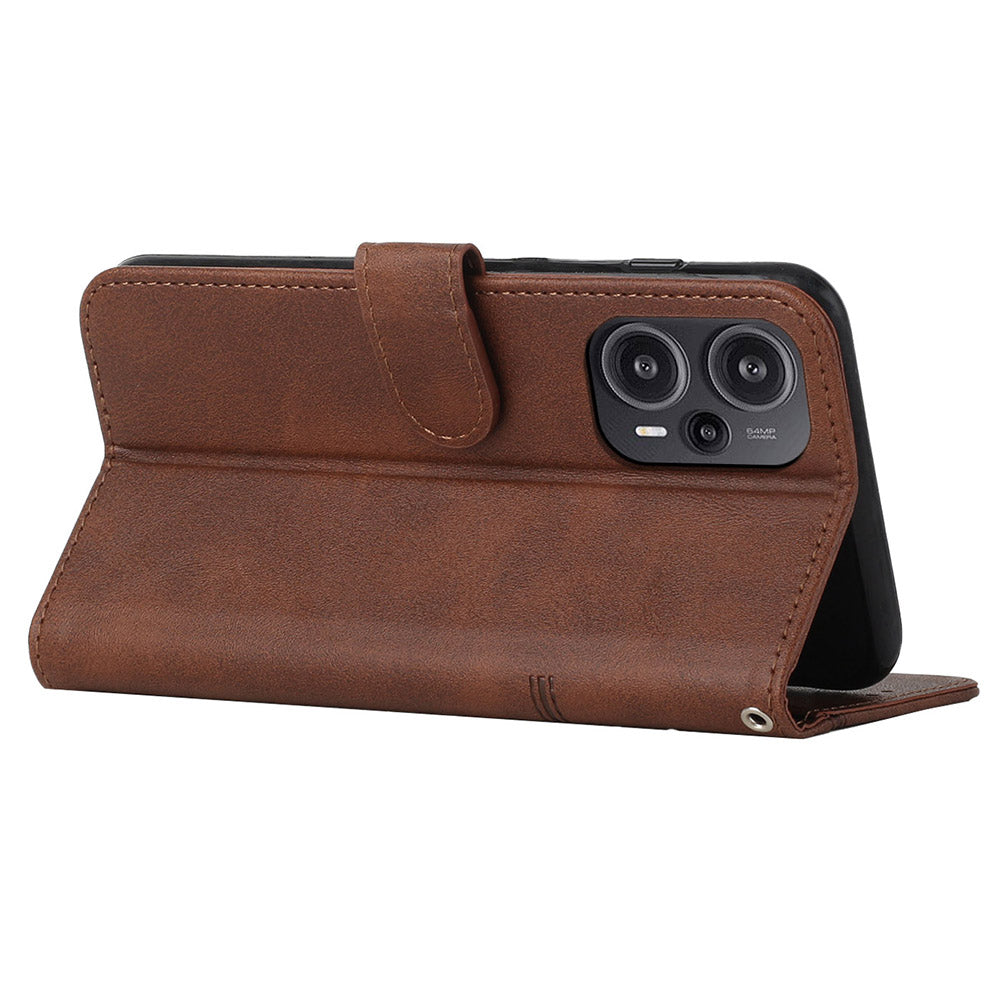 Uniqkart for Xiaomi Redmi Note 12 Turbo / Poco F5 5G PU Leather Case Wallet Stand Protective Phone Cover - Brown