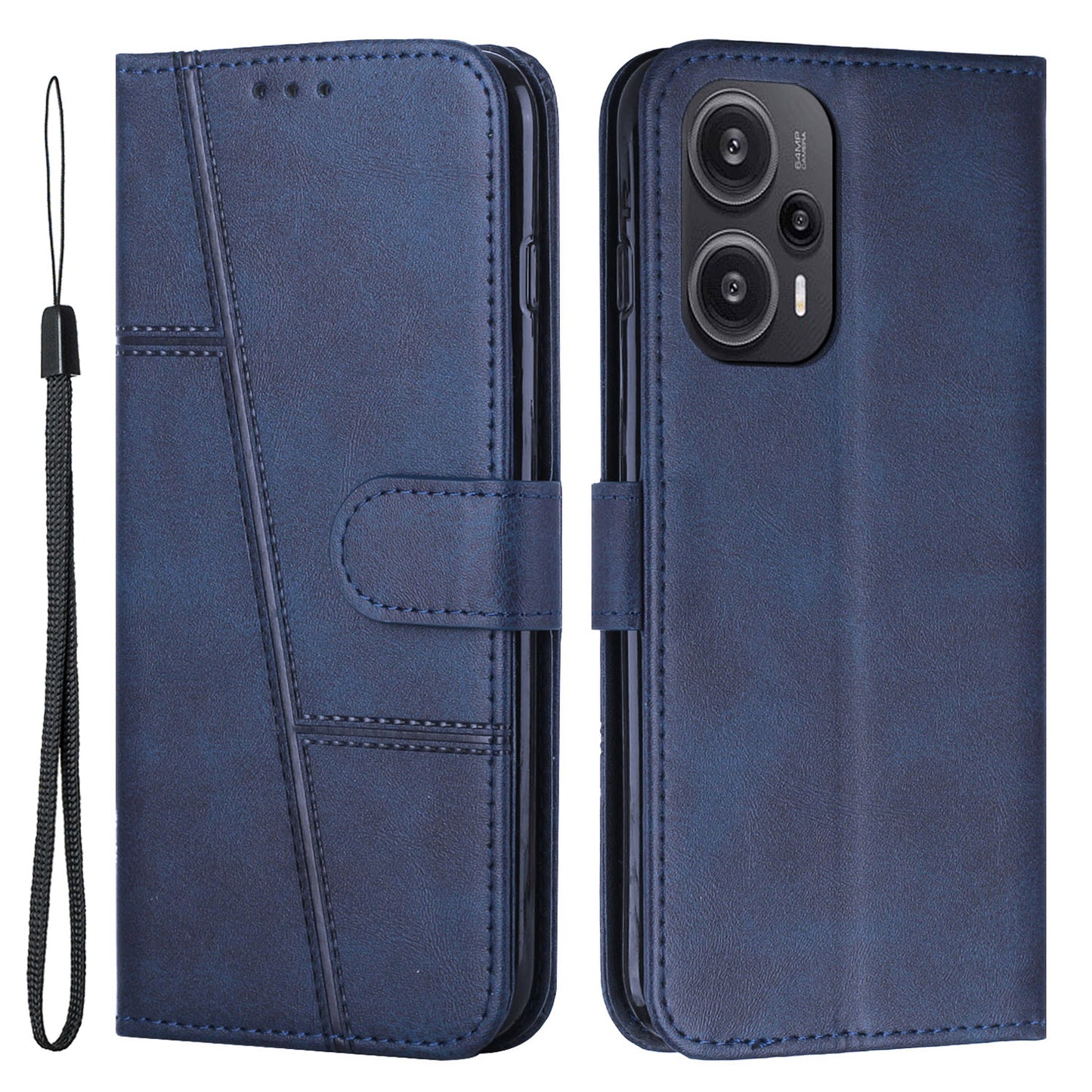 Uniqkart for Xiaomi Redmi Note 12 Turbo / Poco F5 5G PU Leather Case Wallet Stand Protective Phone Cover - Sapphire