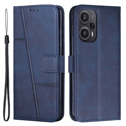 Uniqkart for Xiaomi Redmi Note 12 Turbo / Poco F5 5G PU Leather Case Wallet Stand Protective Phone Cover - Sapphire