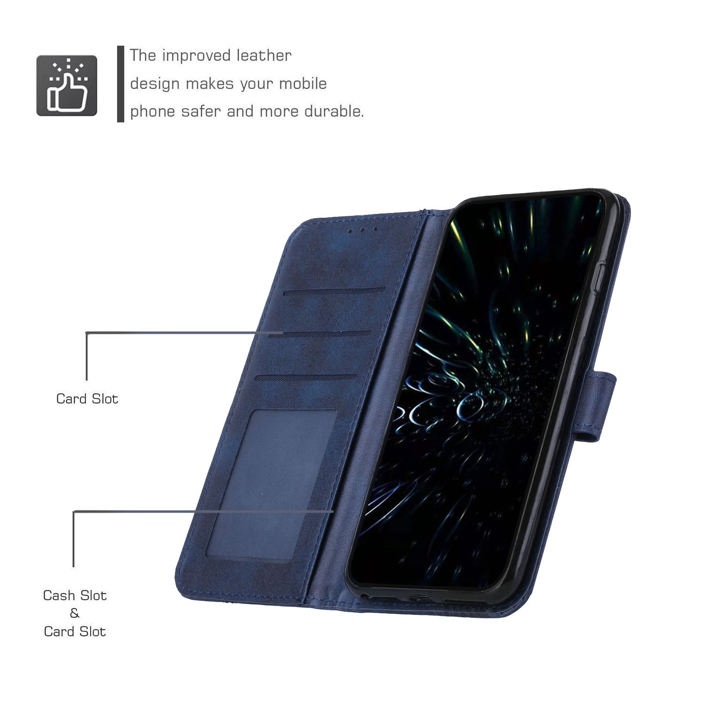 Uniqkart for Xiaomi Redmi Note 12 Turbo / Poco F5 5G PU Leather Case Wallet Stand Protective Phone Cover - Sapphire