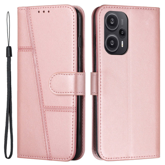 Uniqkart for Xiaomi Redmi Note 12 Turbo / Poco F5 5G PU Leather Case Wallet Stand Protective Phone Cover - Rose Gold