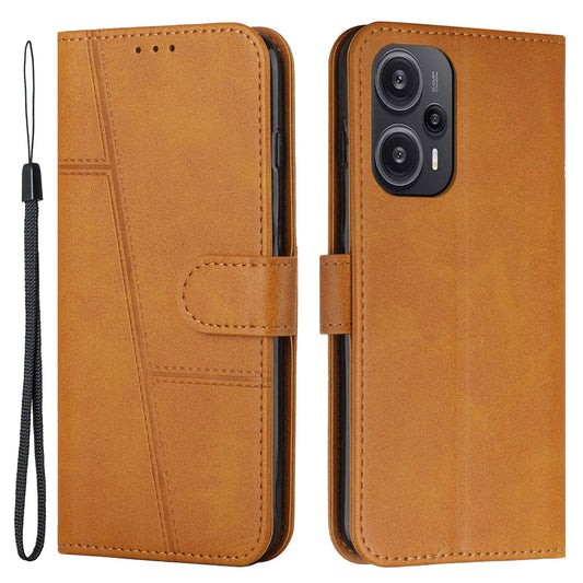 Uniqkart for Xiaomi Redmi Note 12 Turbo / Poco F5 5G PU Leather Case Wallet Stand Protective Phone Cover - Yellow
