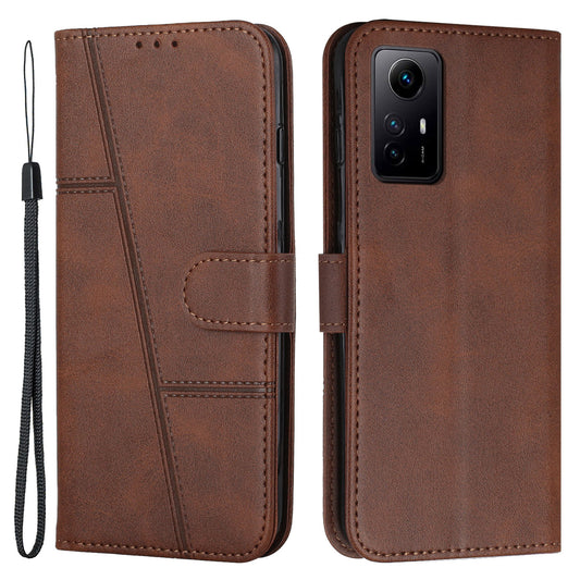 Uniqkart for Xiaomi Redmi Note 12S 4G PU Leather Phone Case Wallet Stand Anti-scratch Phone Cover - Brown