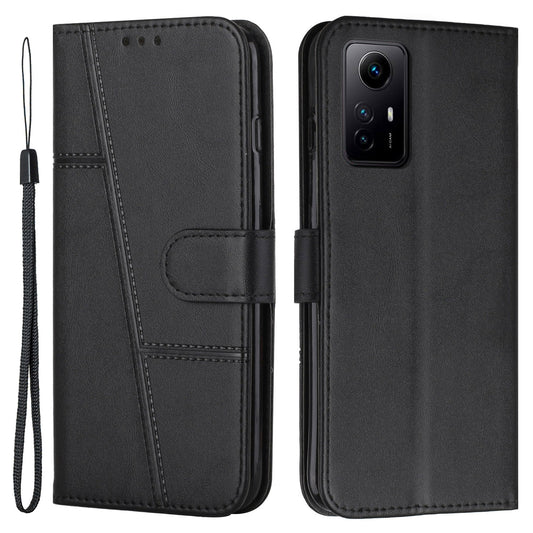 Uniqkart for Xiaomi Redmi Note 12S 4G PU Leather Phone Case Wallet Stand Anti-scratch Phone Cover - Black