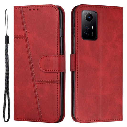 Uniqkart for Xiaomi Redmi Note 12S 4G PU Leather Phone Case Wallet Stand Anti-scratch Phone Cover - Red