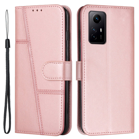 Uniqkart for Xiaomi Redmi Note 12S 4G PU Leather Phone Case Wallet Stand Anti-scratch Phone Cover - Rose Gold
