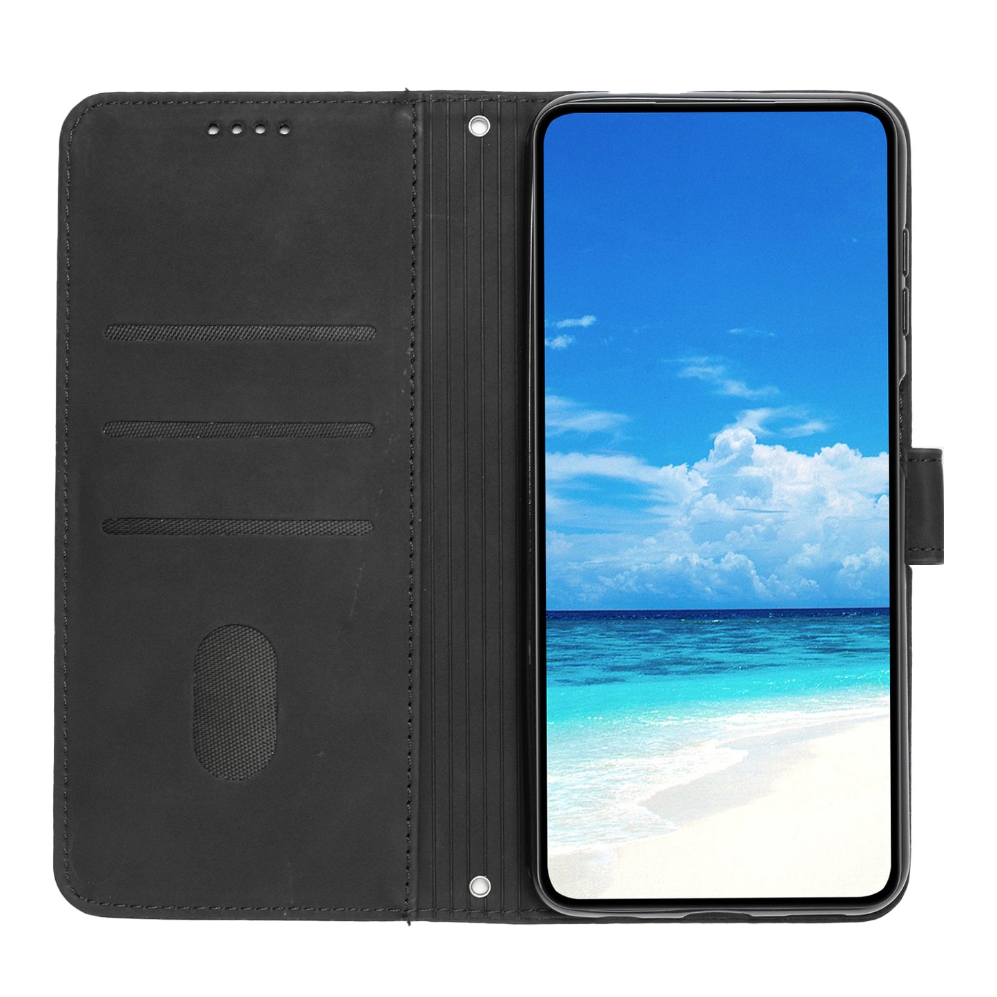 Uniqkart for Xiaomi Redmi Note 12S 4G Wallet Stand Leather Phone Case Heart Shape Phone Cover with Shoulder Strap - Black