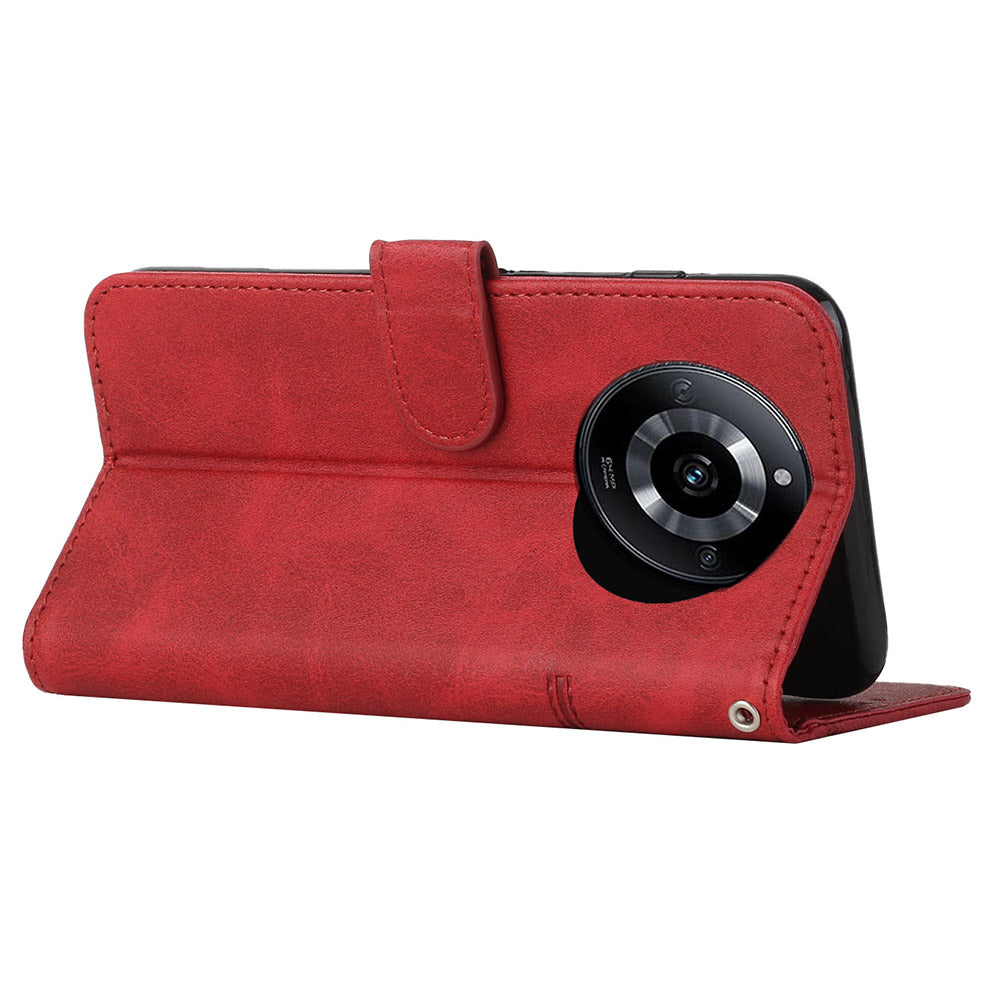 PU Leather Drop-proof Phone Case for Realme 11 5G , Wallet Stand Protective Phone Cover - Red