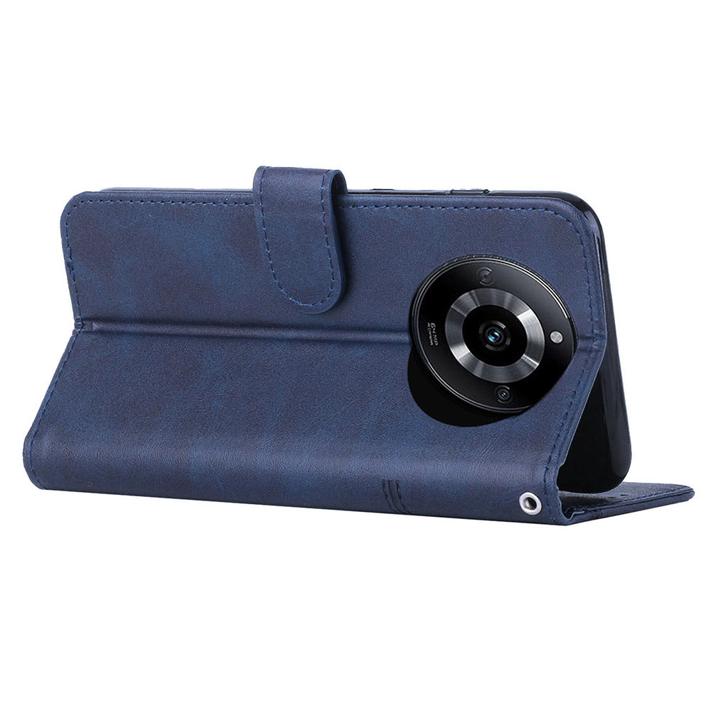 PU Leather Drop-proof Phone Case for Realme 11 5G , Wallet Stand Protective Phone Cover - Sapphire
