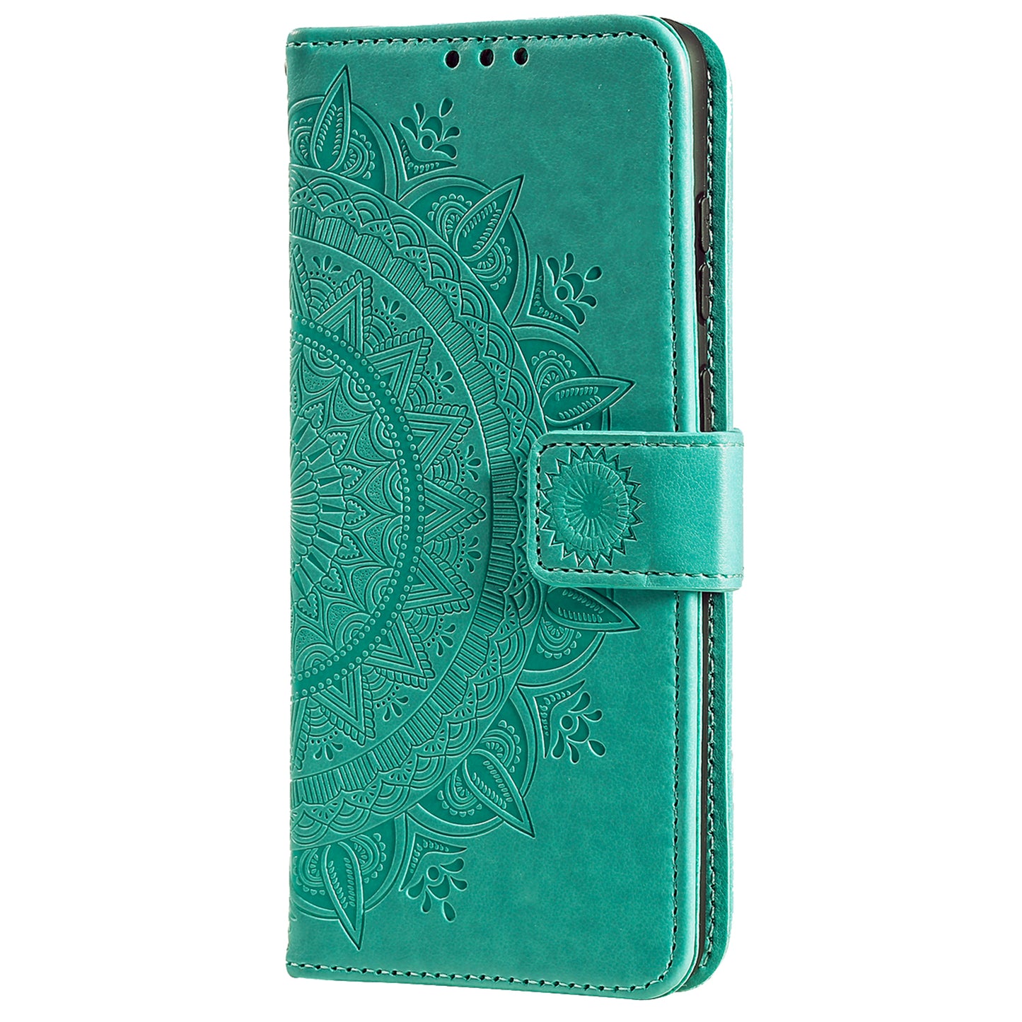 Wallet Shell for Realme Narzo N53 4G / C53 4G PU Leather Case Mandala Flower Imprint Stand Cover - Green