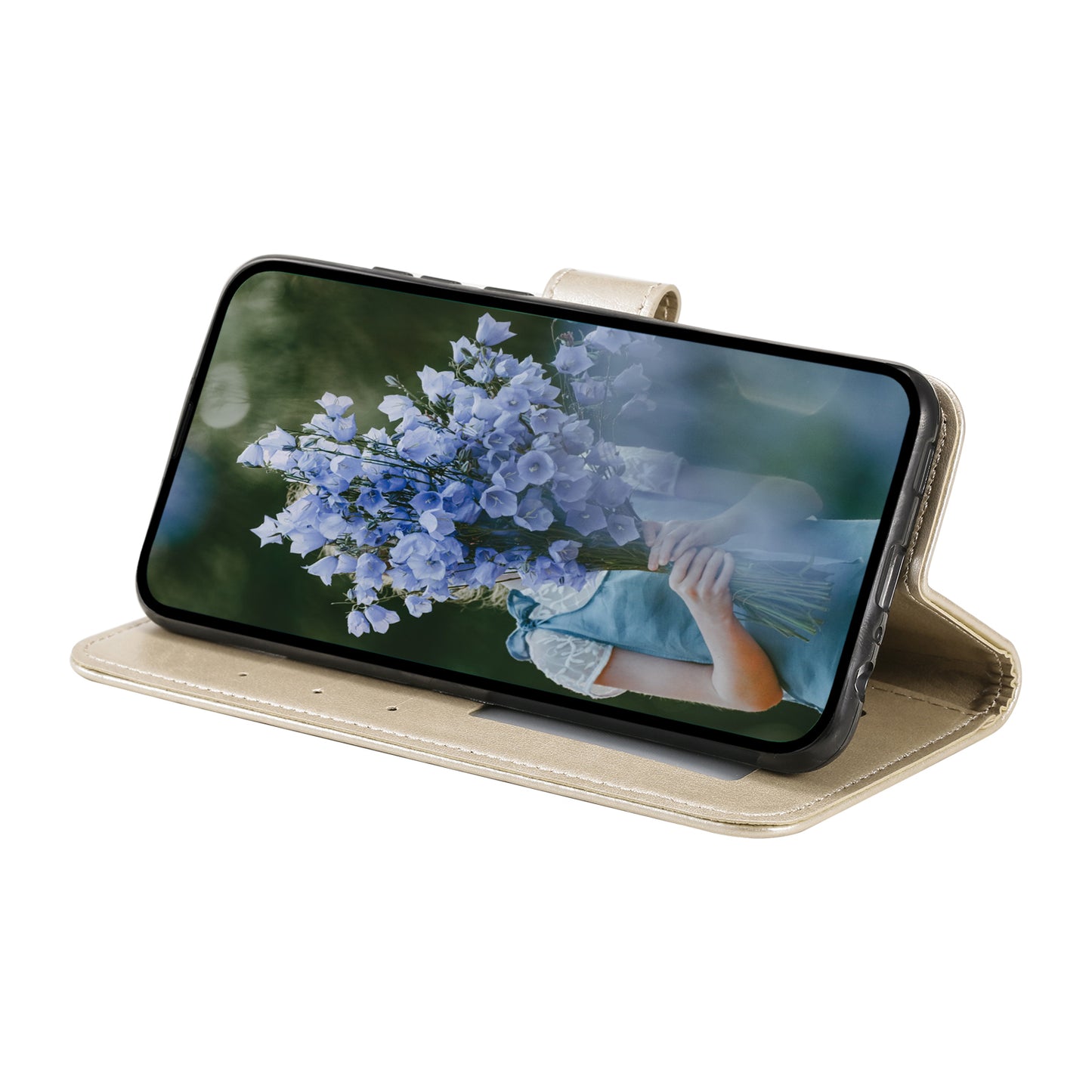 Wallet Shell for Realme Narzo N53 4G / C53 4G PU Leather Case Mandala Flower Imprint Stand Cover - Gold