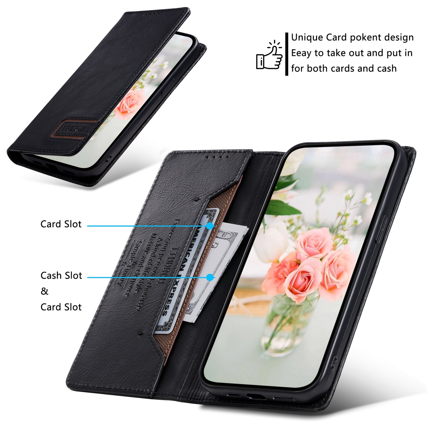 Uniqkart Style 007 Stand Wallet for Realme Narzo N53 4G / C53 4G RFID Blocking Cover Phone Leather Case - Black
