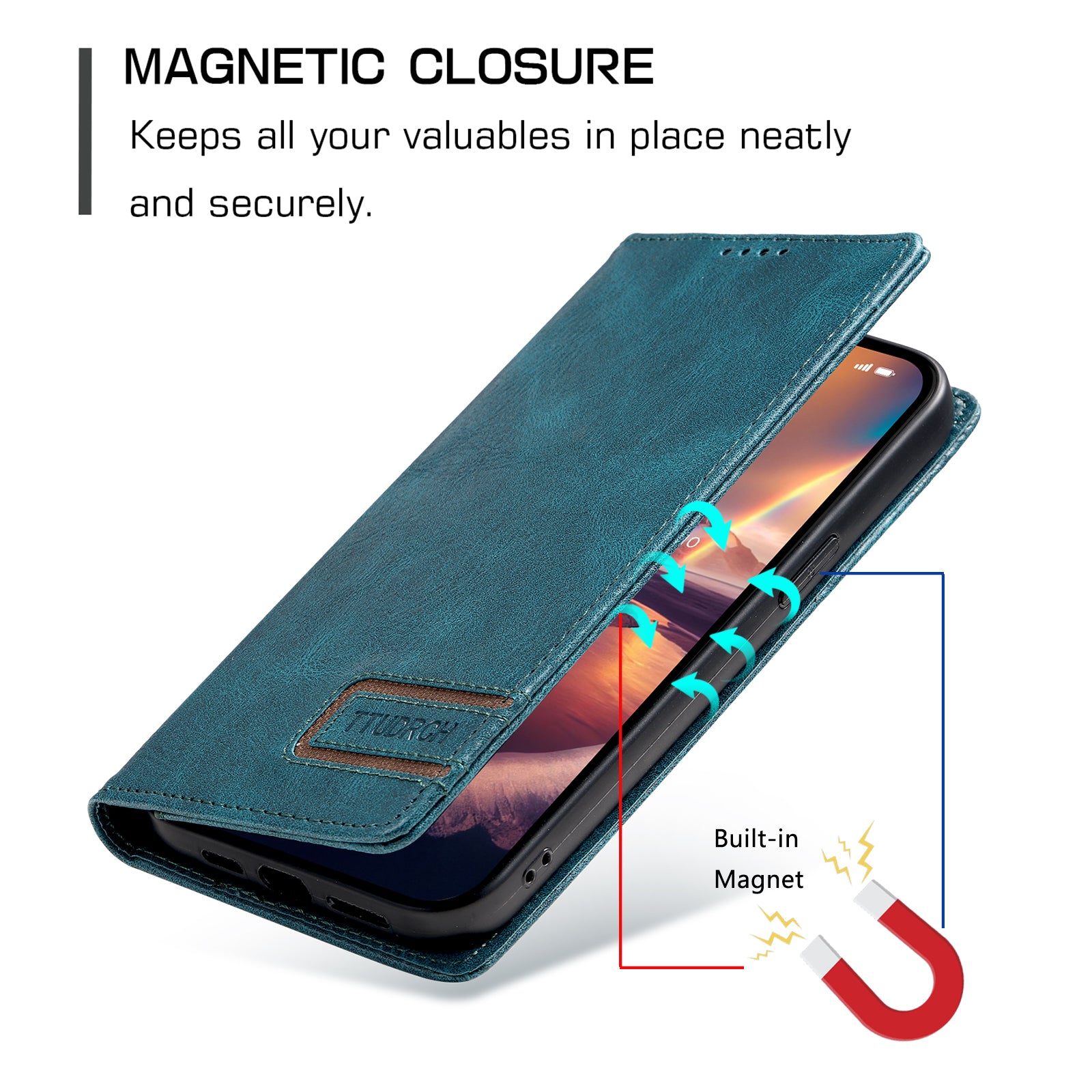TTUDRCH Style 007 For iPhone 15 RFID Blocking Cover Phone Leather Case with Stand Wallet - Green