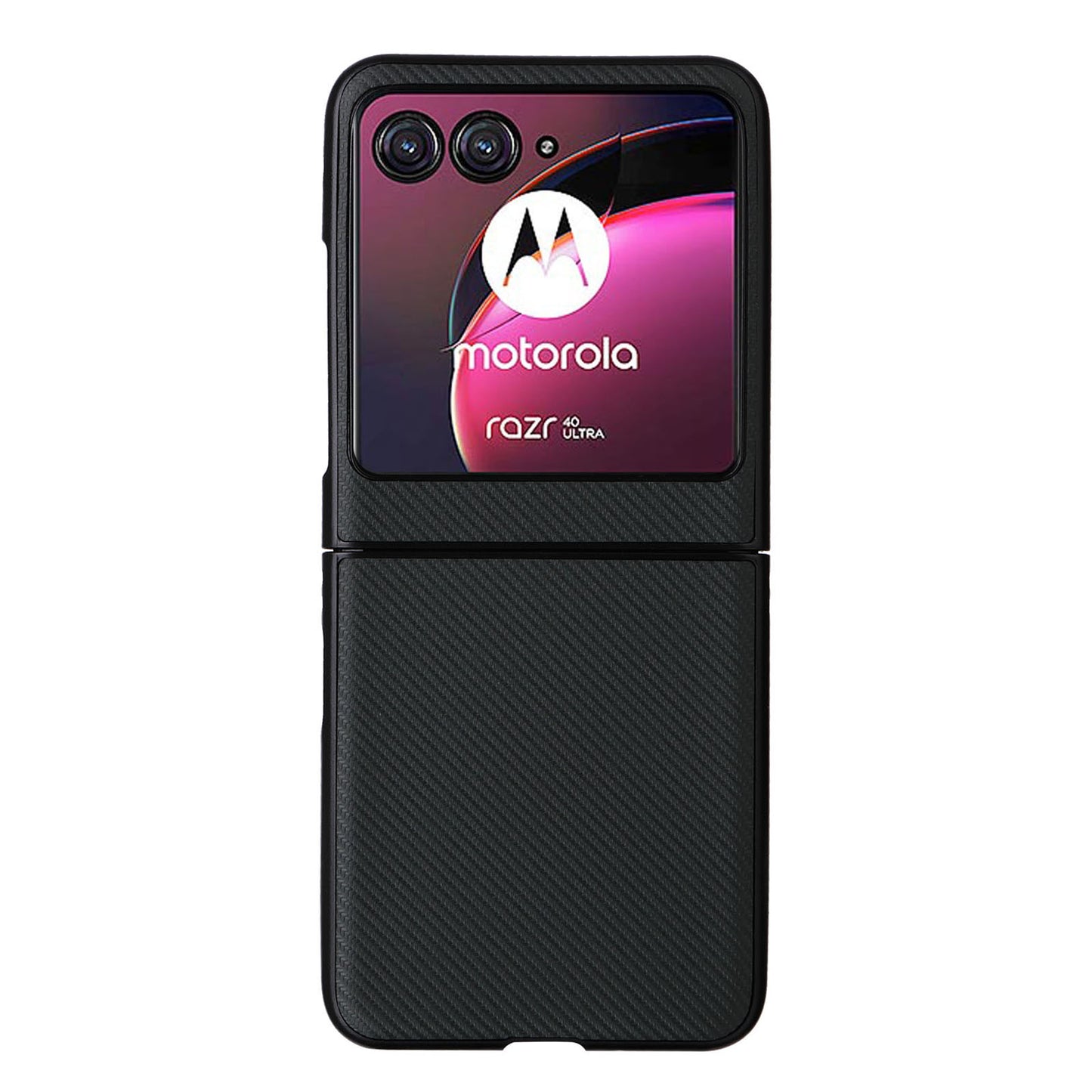 Uniqkart for Motorola Razr 40 Ultra 5G Carbon Fiber Texture Phone Case PU Leather Coated PC Cover - Green