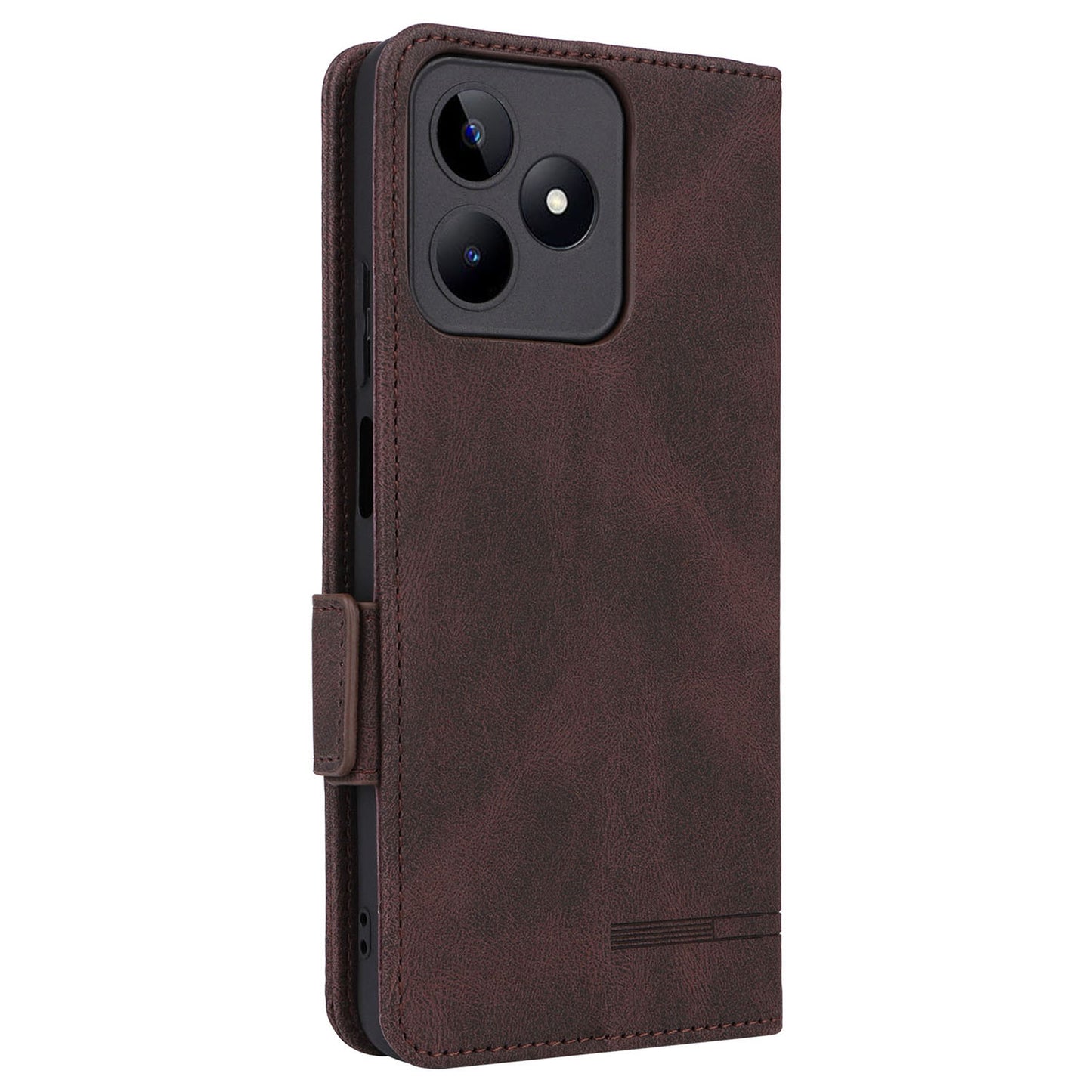 Uniqkart for Realme C53 4G / Narzo N53 4G Phone Wallet Case PU Leather Hardware Decor Stand Cover - Coffee