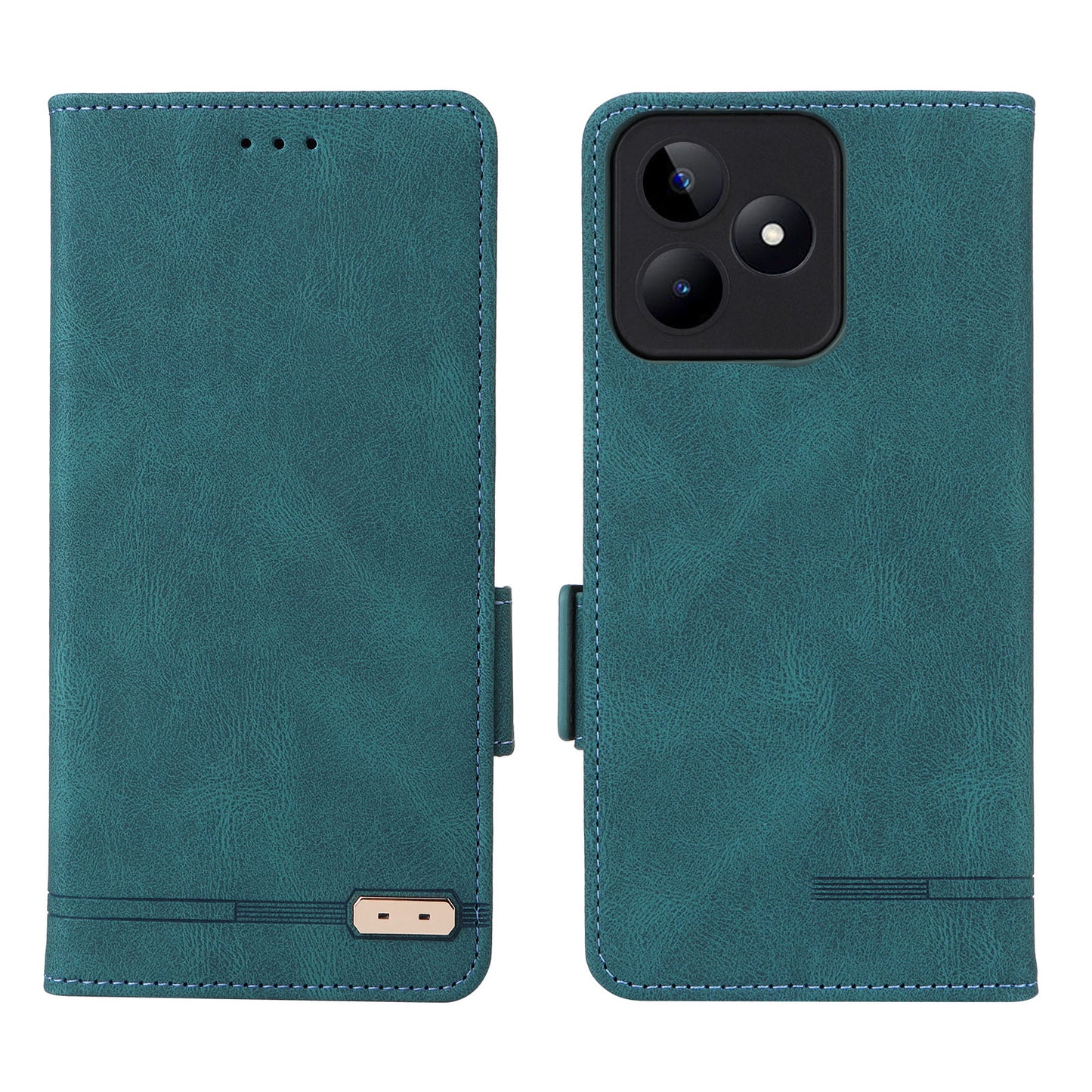 Uniqkart for Realme C53 4G / Narzo N53 4G Phone Wallet Case PU Leather Hardware Decor Stand Cover - Blue