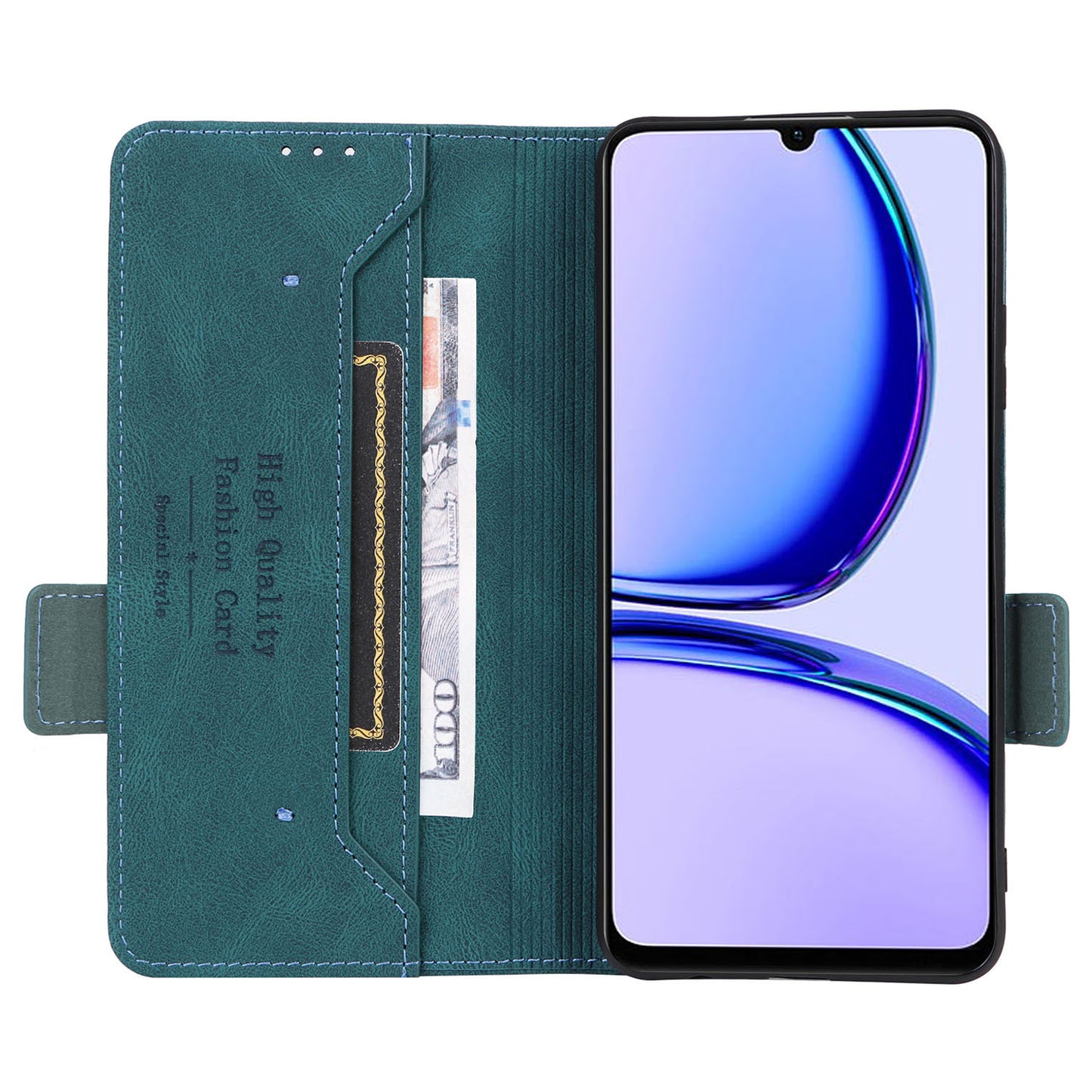 Uniqkart for Realme C53 4G / Narzo N53 4G Phone Wallet Case PU Leather Hardware Decor Stand Cover - Blue