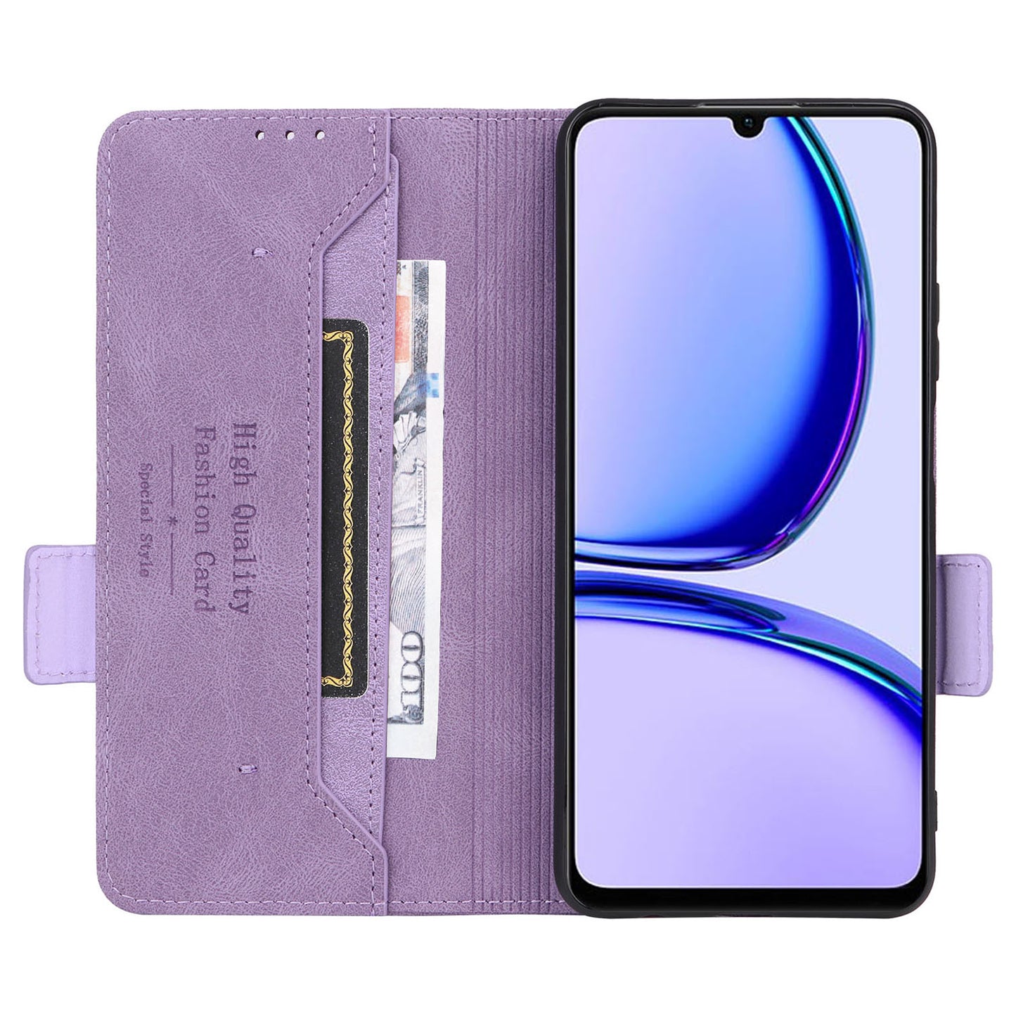 Uniqkart for Realme C53 4G / Narzo N53 4G Phone Wallet Case PU Leather Hardware Decor Stand Cover - Purple