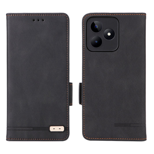 Uniqkart for Realme C53 4G / Narzo N53 4G Phone Wallet Case PU Leather Hardware Decor Stand Cover - Black