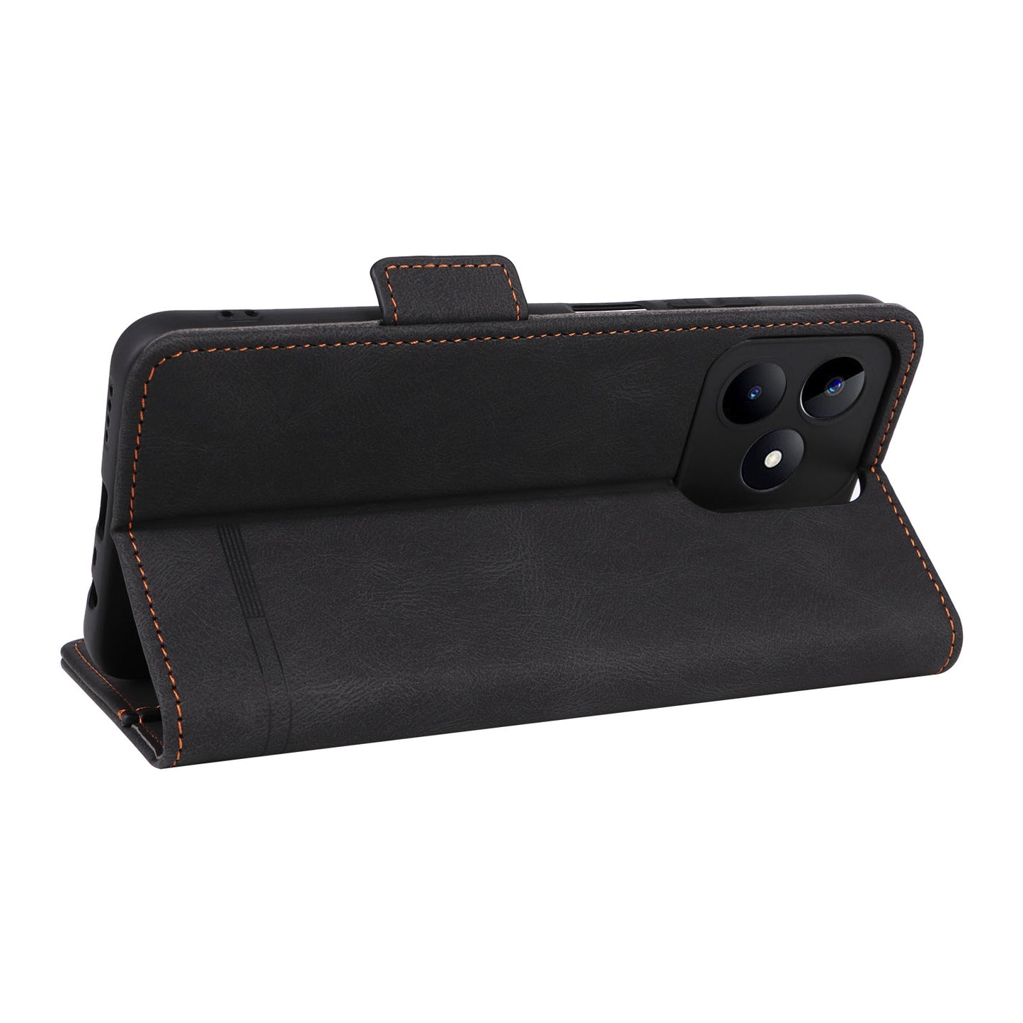 Uniqkart for Realme C53 4G / Narzo N53 4G Phone Wallet Case PU Leather Hardware Decor Stand Cover - Black