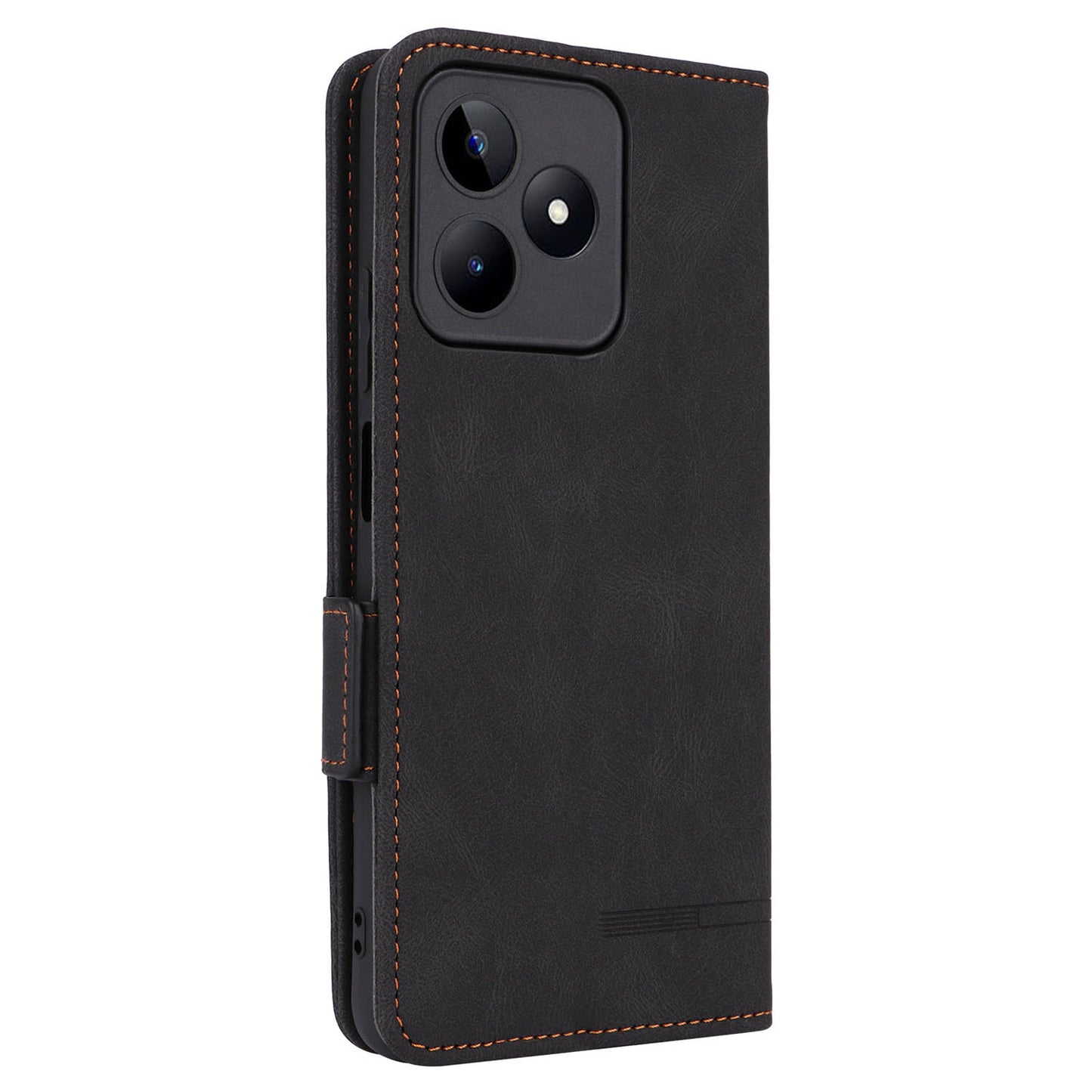 Uniqkart for Realme C53 4G / Narzo N53 4G Phone Wallet Case PU Leather Hardware Decor Stand Cover - Black