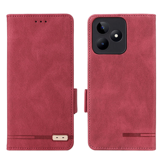 Uniqkart for Realme C53 4G / Narzo N53 4G Phone Wallet Case PU Leather Hardware Decor Stand Cover - Rose