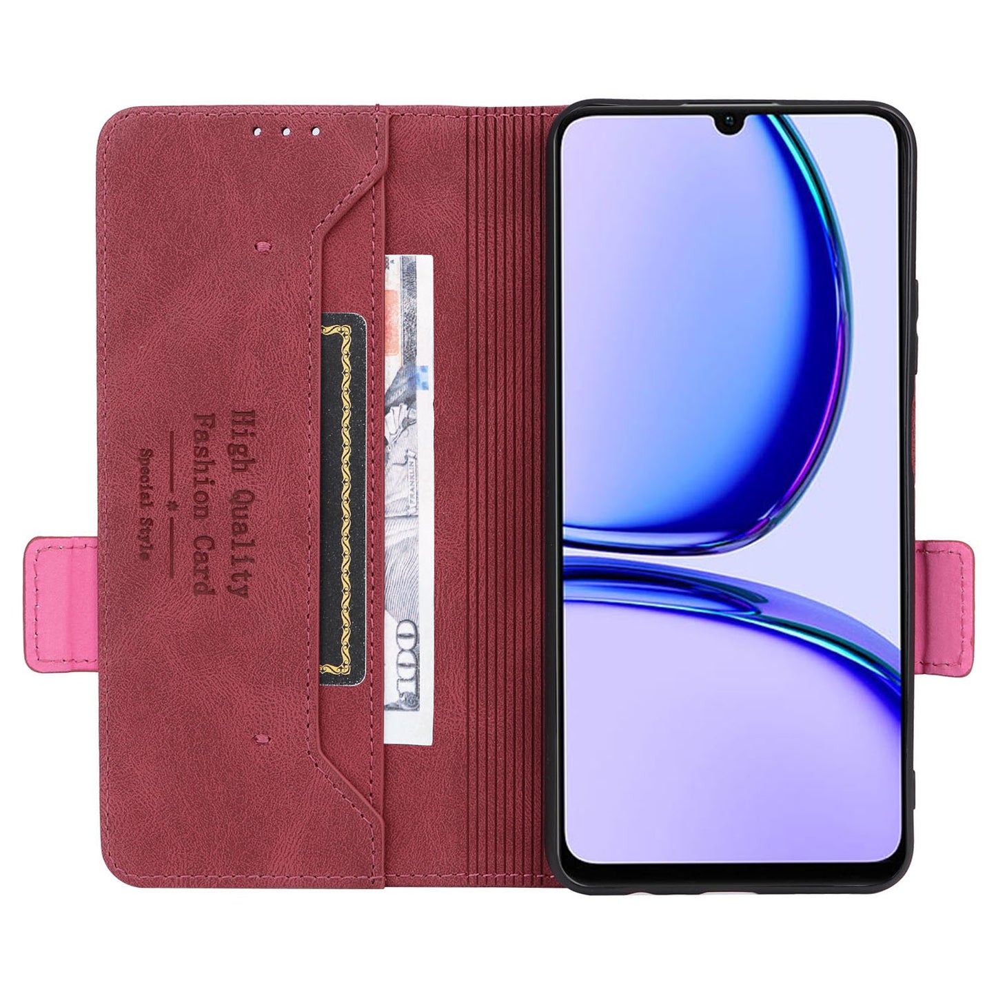 Uniqkart for Realme C53 4G / Narzo N53 4G Phone Wallet Case PU Leather Hardware Decor Stand Cover - Rose