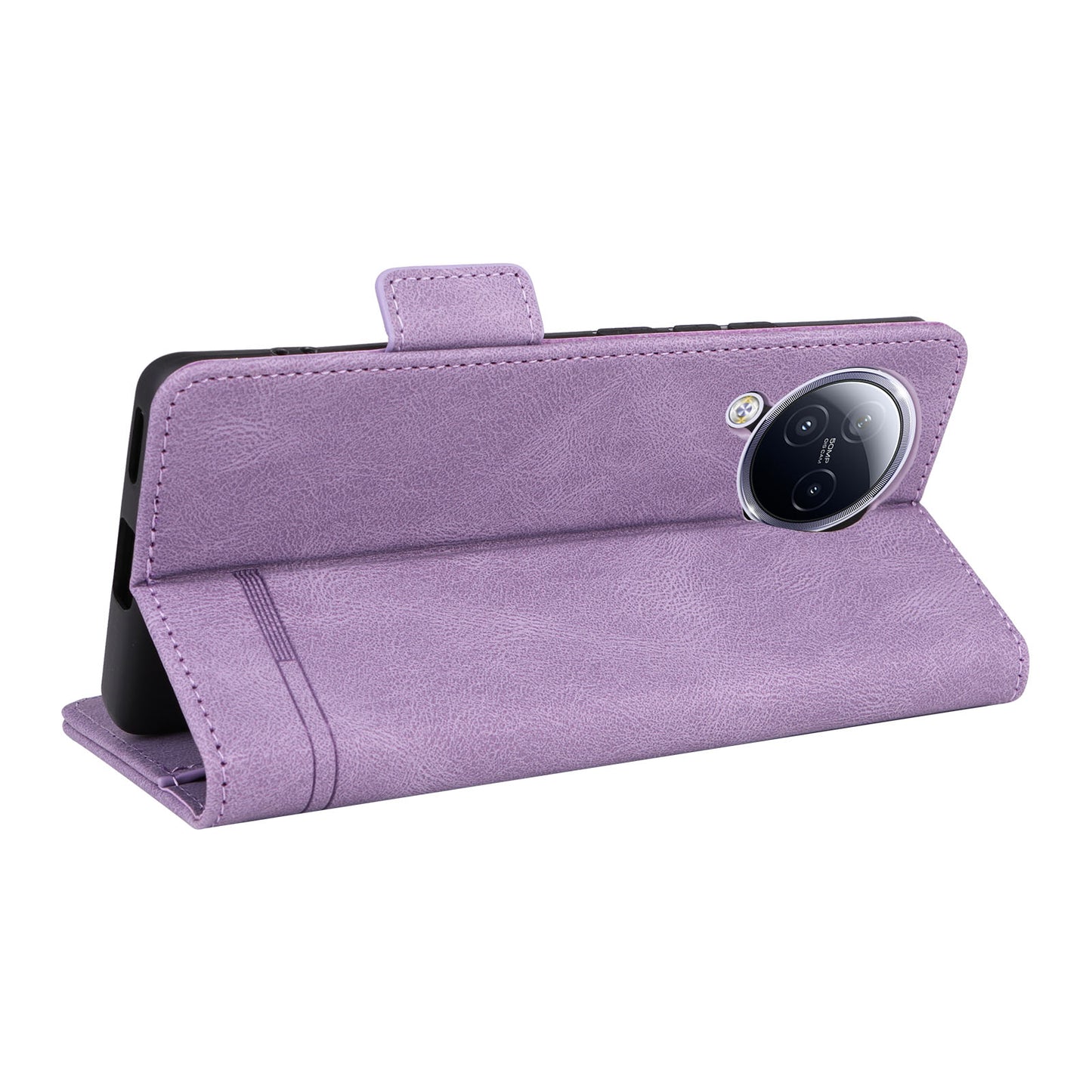 Uniqkart for Xiaomi Civi 3 5G Hardware Decor PU Leather Phone Case Stand Phone Wallet Cover - Purple