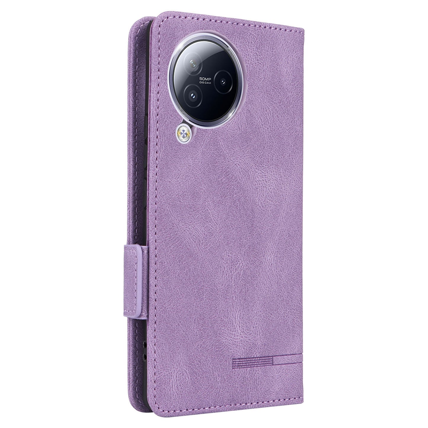 Uniqkart for Xiaomi Civi 3 5G Hardware Decor PU Leather Phone Case Stand Phone Wallet Cover - Purple