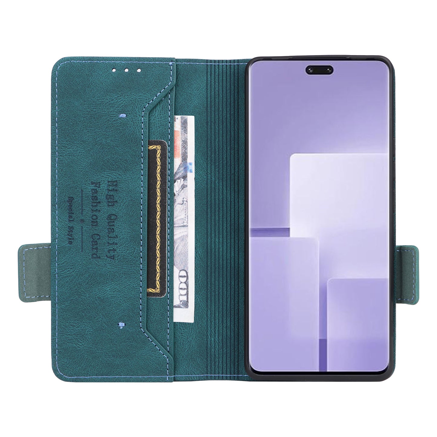 Uniqkart for Xiaomi Civi 3 5G Hardware Decor PU Leather Phone Case Stand Phone Wallet Cover - Blue