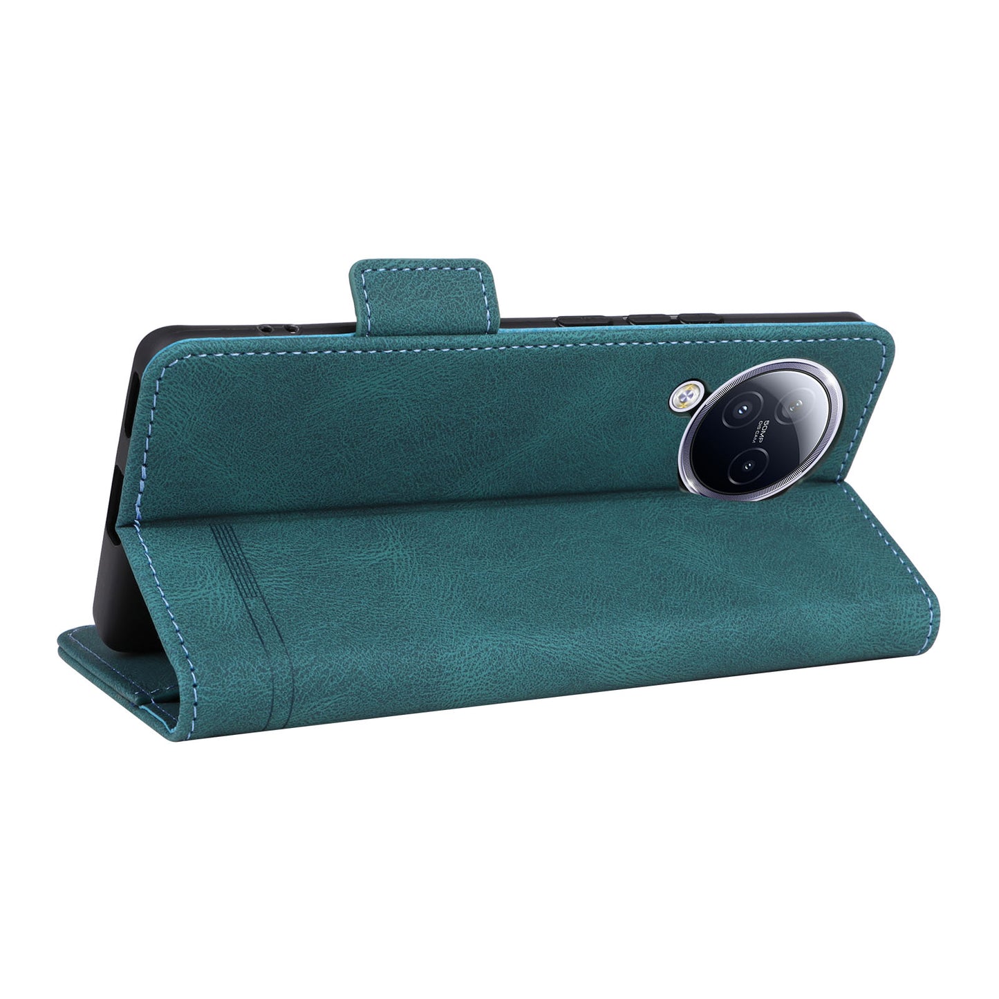 Uniqkart for Xiaomi Civi 3 5G Hardware Decor PU Leather Phone Case Stand Phone Wallet Cover - Blue