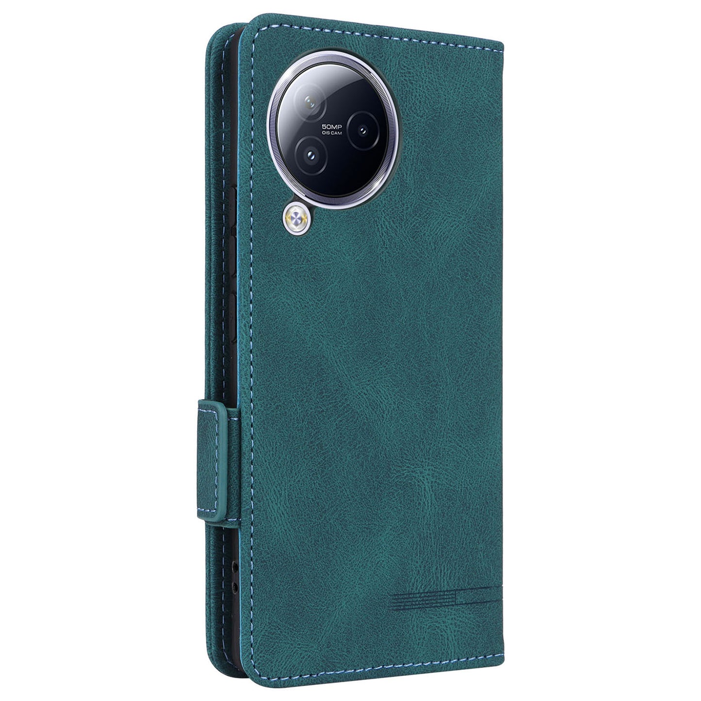 Uniqkart for Xiaomi Civi 3 5G Hardware Decor PU Leather Phone Case Stand Phone Wallet Cover - Blue