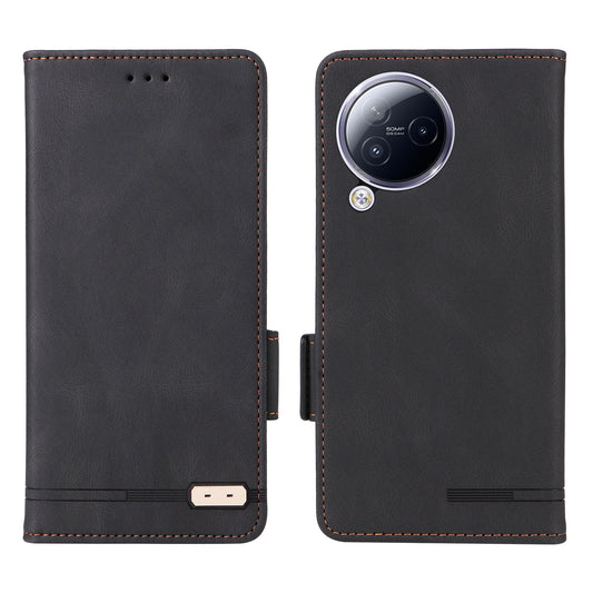 Uniqkart for Xiaomi Civi 3 5G Hardware Decor PU Leather Phone Case Stand Phone Wallet Cover - Black